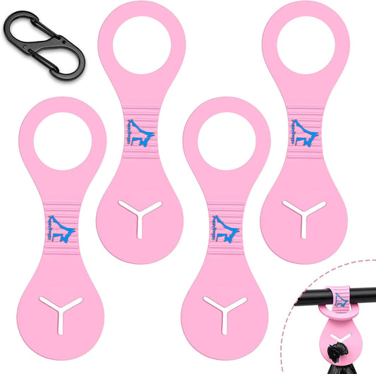 PuppyDoggy Dog Poop Bag Holder for Leash Waste Bag Carrier Dog Poop Bag Dispenser for Walking Running Bicycle Accessory 4 pieces (Pink)