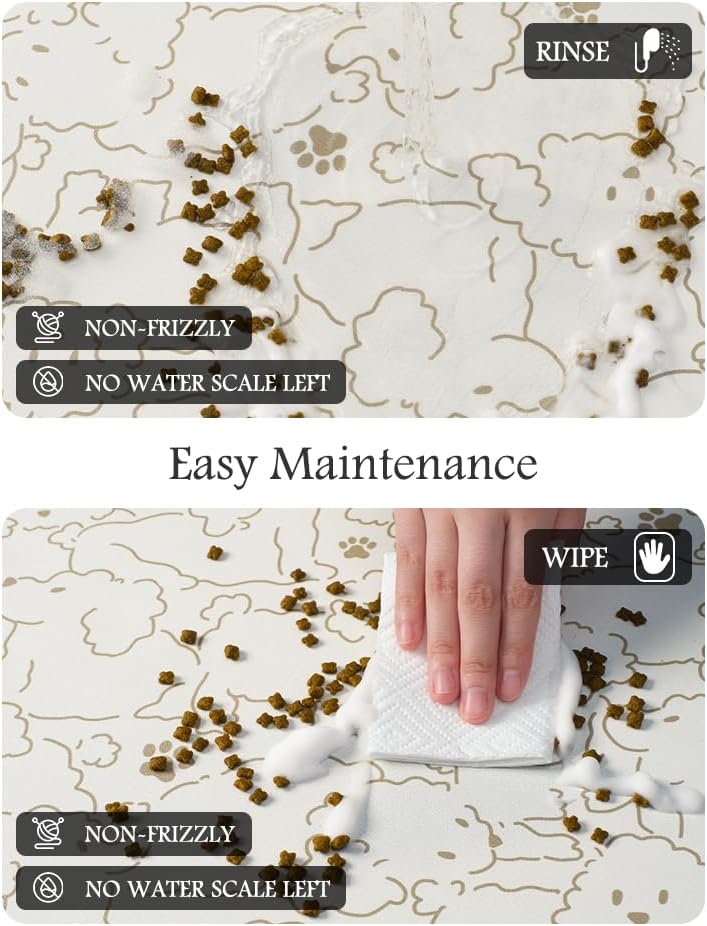 Pet Feeding Mat-Absorbent Dog Mat for Food and Water Bowl-No Stains Quick Dry Water Dispenser Mat-Dog Accessories Pet Supplies-Bowl for Messy Drinkers（FRAMEDOGS,17"x28"