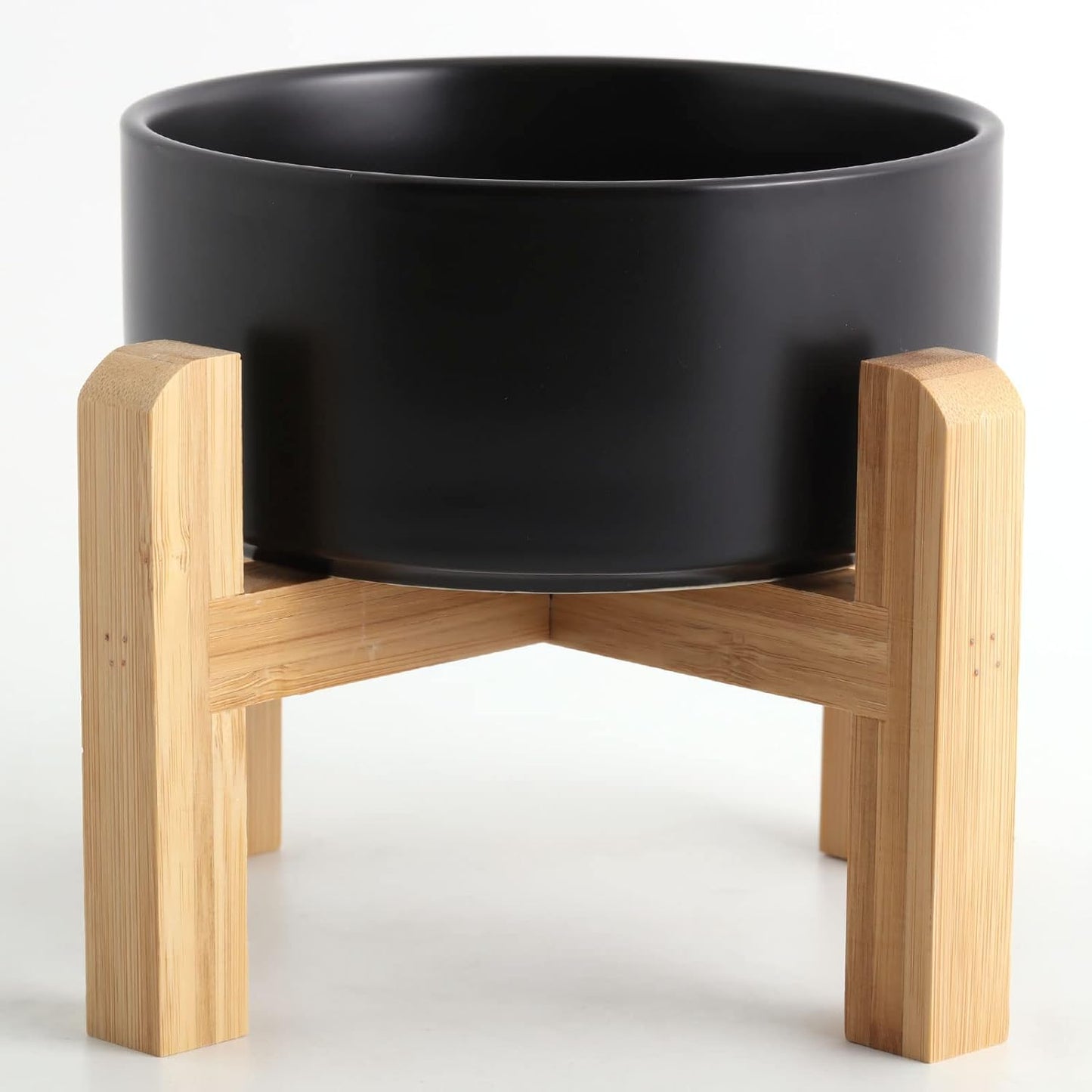 Petygooing Black Elevated/Raised Ceramic Dog Bowl for Medium and Large Breeds, Dog Food Water Dish with Stand,Pet Feeding Bowl with Anti Slip Rubber Large Dogs(1800ml 7.6 Cups)