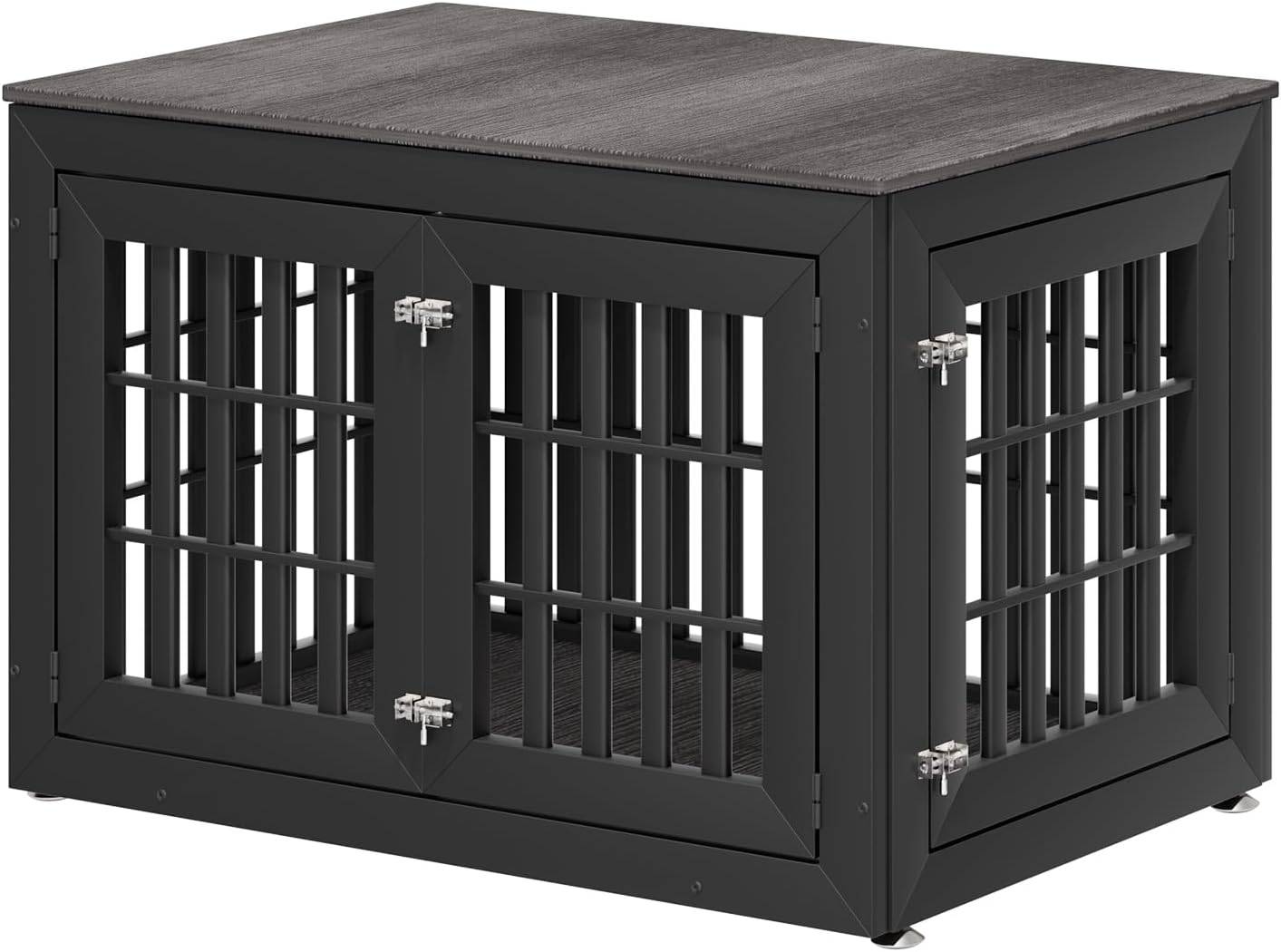 42" Heavy Duty Dog Crate Furniture for Small,Medium and Large Dogs,Rustic Wooden Dog Cage Kennel Indoor Furniture with Waterproof Top,Decorative Pet House Side End Table (Black & Grey)