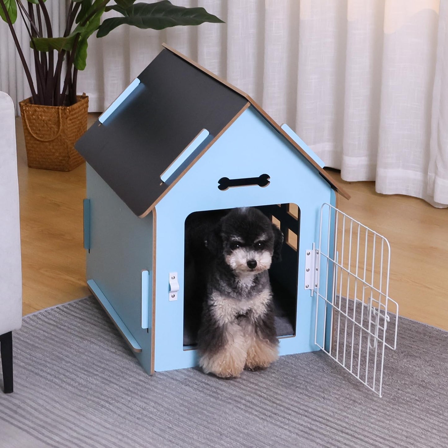 Dog House Indoor for Small Dogs or Cats, Cozy Wooden Design, Small Indoor Bed House, with Air Vents and Elevated Floor Warm Dog Cave