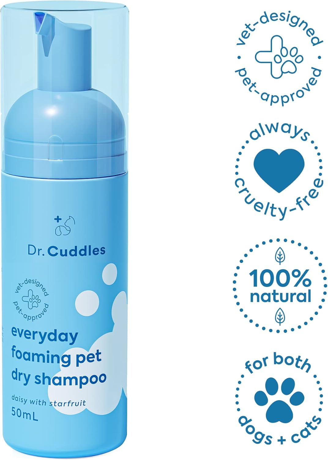 Foaming Dog Dry Shampoo, Travel Size Waterless Dog Shampoo No Rinse, Waterless Cat Shampoo, Natural Botanicals & Deodorant for Dogs & Cats, Vet Formulated, Cleans & Conditions, Summer Pawty Pack of 6
