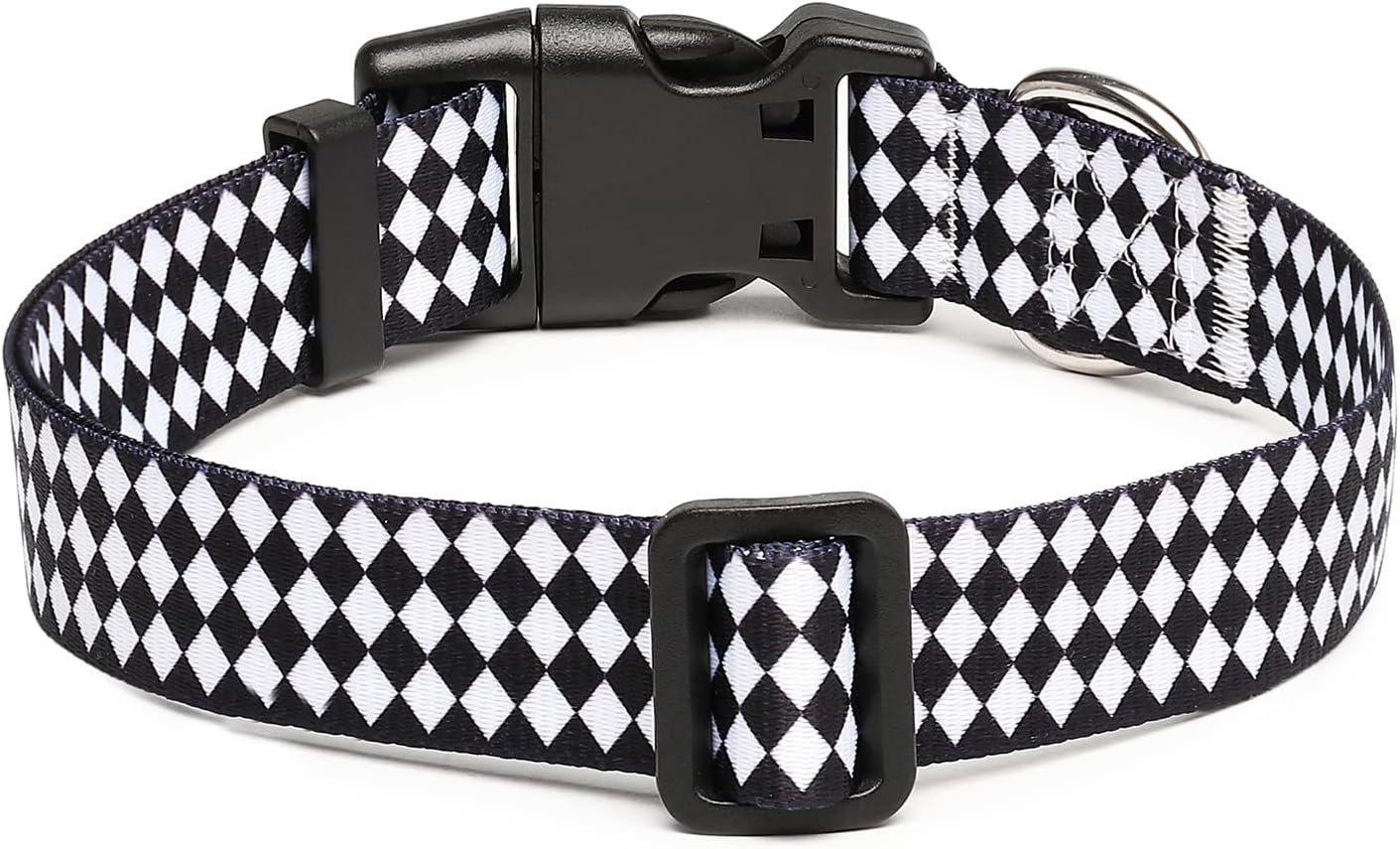 Mercano Adjustable Dog Collar - Special Design Patterns, Soft Nylon Comfortable Durable Pet Collar for Small Medium Large Dogs (M, Rhomb)