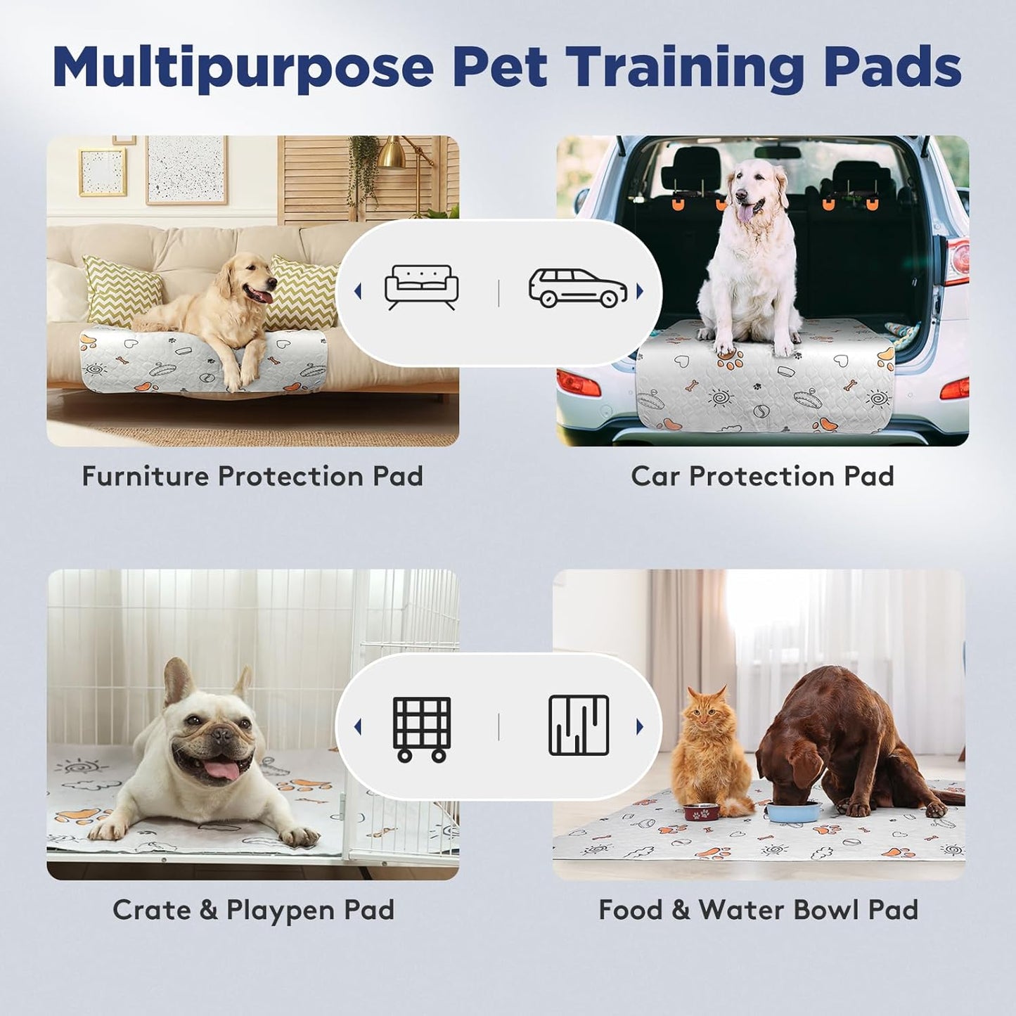 Washable Pee Pads for Dogs, 2 Pack Small 18"x24" Super Absorbent Reusable Puppy Pads Pet Training Pads, 100% Waterproof Non-Slip Puppy Pee Pads Whelping Dog Playpen Crate Potty Pads Puppy Essentials