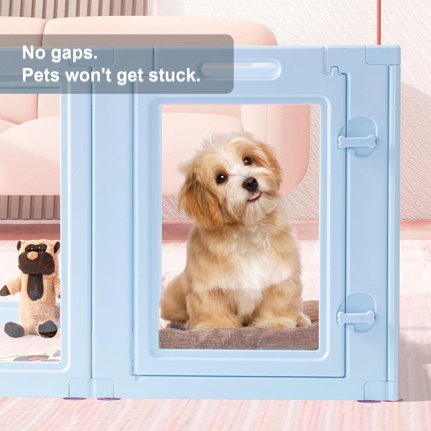 Clear Acrylic Dog Playpen,Transparent DIY Dog Pen,Easy Assembly and Disassembly,Indoor and Outdoor Use,Simple Cleansing Fence (Sky Blue, 60CM, 10 Panel)