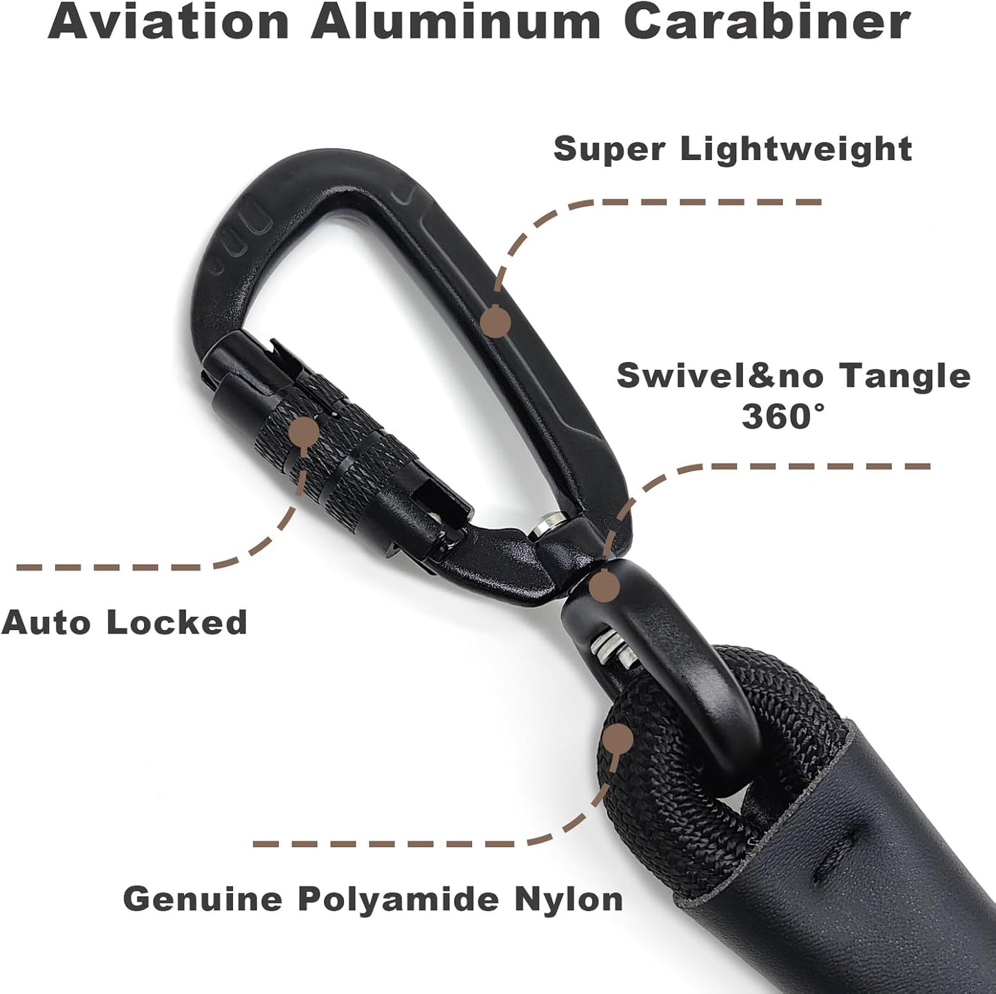 Rope Dog Leash with Two Handles, 6 Foot Heavy Duty Dog Leash with Aviation Aluminum Auto Locking Carabiner, Strong Nylon Pet Lead for Small, Medium, Large Dogs (Rose Red, 6FT-Two Handle)