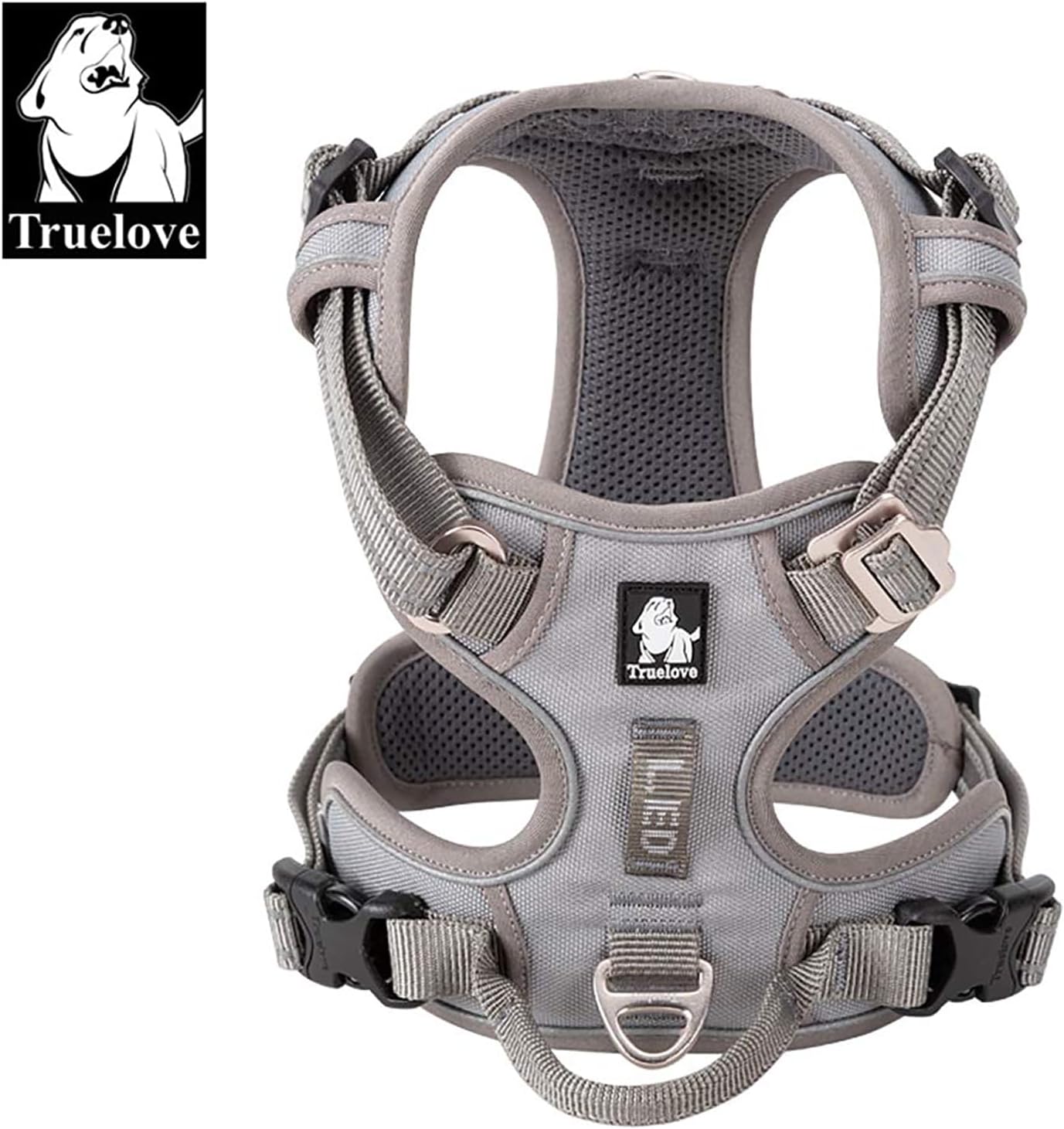 TRUE LOVE Dog Harness No Pull Nylon Reflective Pet Harness Adjustable Comfortable Control Step-in Brilliant Colors Truelove TLH56512 XS Gray