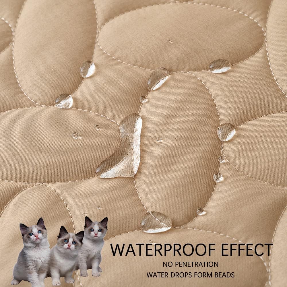 Ameritex Pet Bed Cover Dog Bed Blanket for Sofa and Furniture Waterproof New Pattern Design (68x82 Inch, Beige)