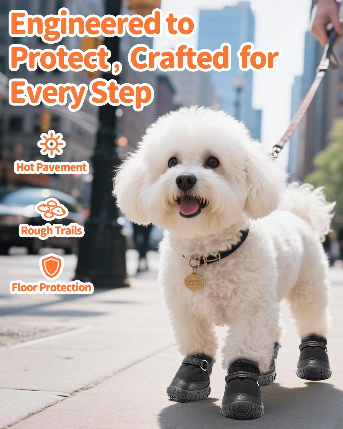 Dog Shoes for Small Dogs, Double Binding Straps Puppy Boots & Paw Protectors for Summer Hot Pavement, Winter Snow Dog Booties with Anti-Slip Rubber Soles for Beach Hardwood Floor Black Size 3