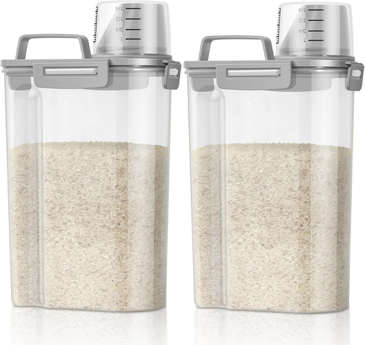 TBMax Rice Container 2 Pack 5 Lbs, Small Pet Dog Cat Food Container Dispenser, Kitchen Cereal Storage Container with Cup, Perfect for Daily Use, Travel, and Portion Control