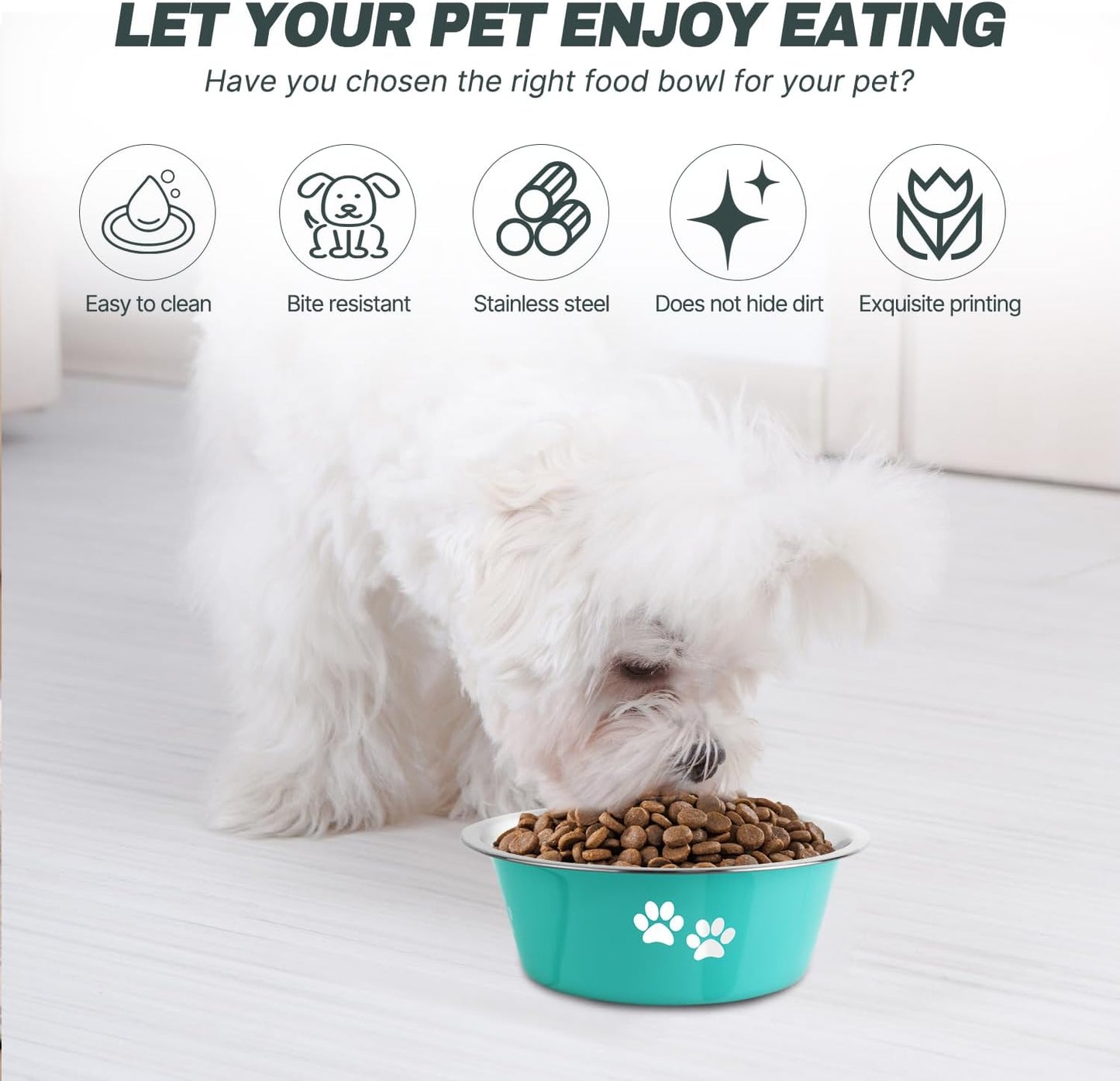 Stainless Steel Dog Bowls, Nonslip Rubber Bottom No Spill Proof Skid Metal Insulated Dog Bowls for Large Medium Small Breed Dogs (Green, 3.6 Cups/29 OZ)