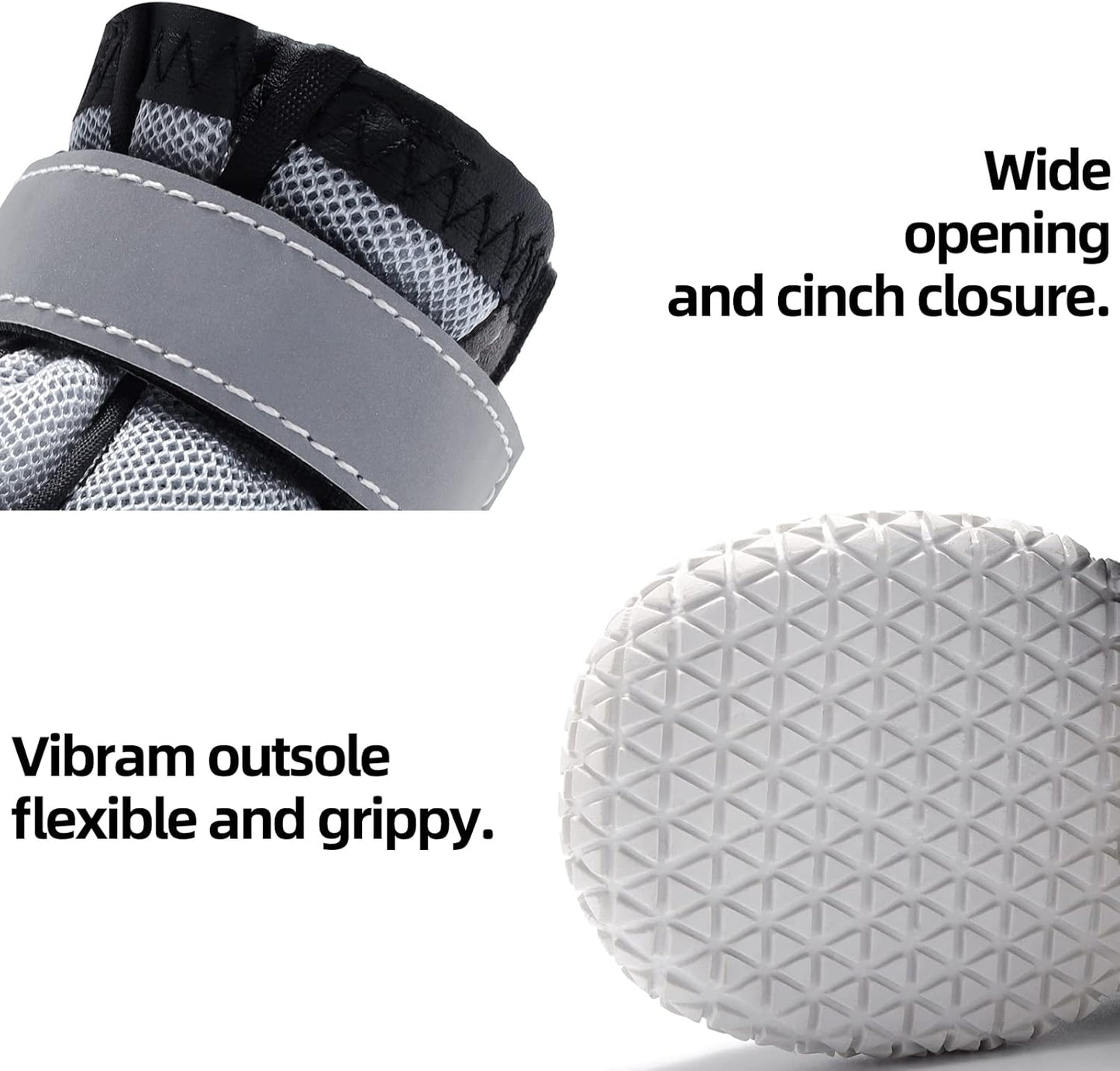 Hcpet Dog Boots for Large Dogs, Dog Shoes for Hot Pavement Winter Snow, Paw Protector Dog Booties Designed for Comfort and Breathability, Outdoor Booties for Small Medium Dogs for Hiking Grey Size 7