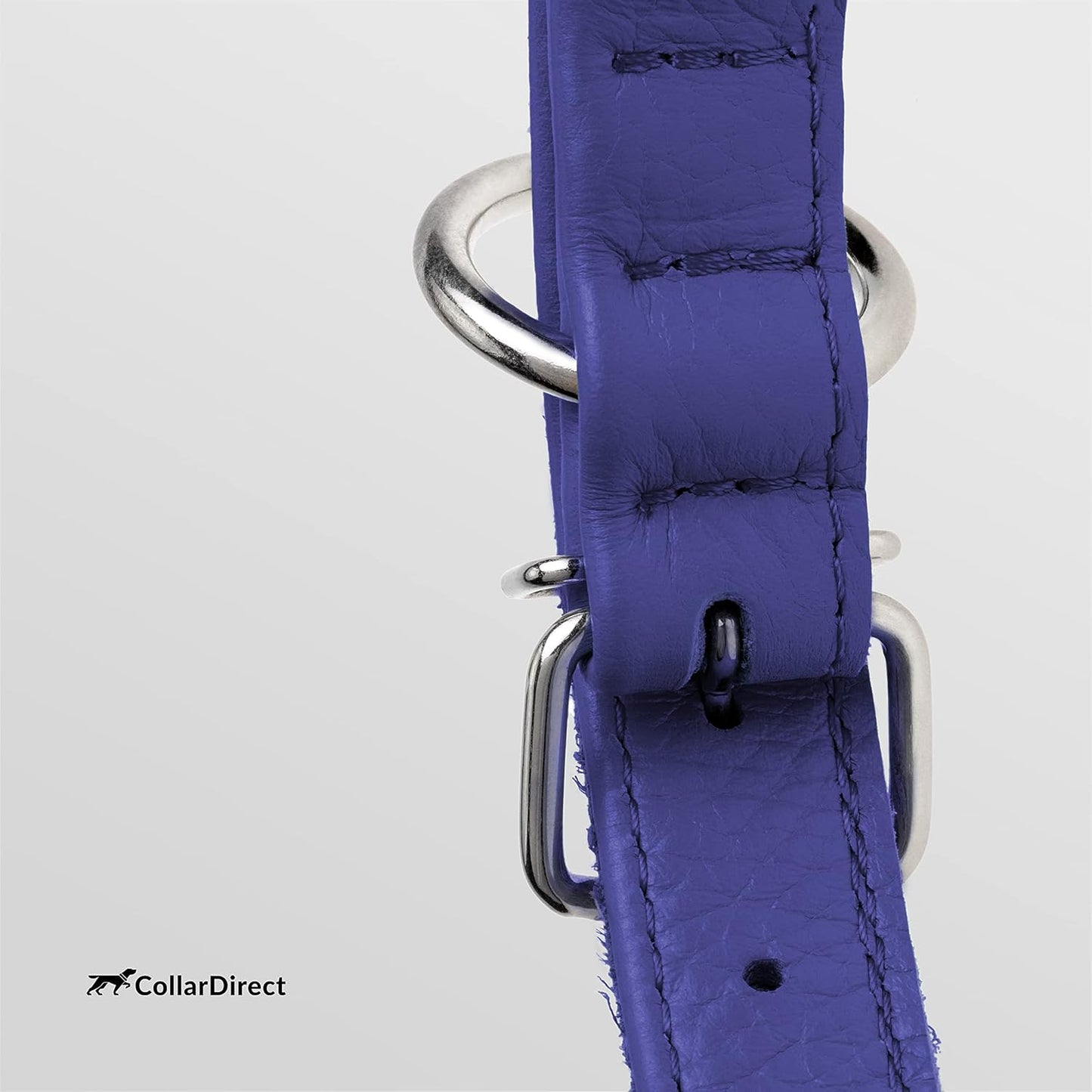 CollarDirect Rolled Leather Dog Collar, Soft Padded Round Puppy Collar, Handmade Genuine Leather Collar Dog Small Large Cat Collars 13 Colors (15-19 Inch, Purple Textured)