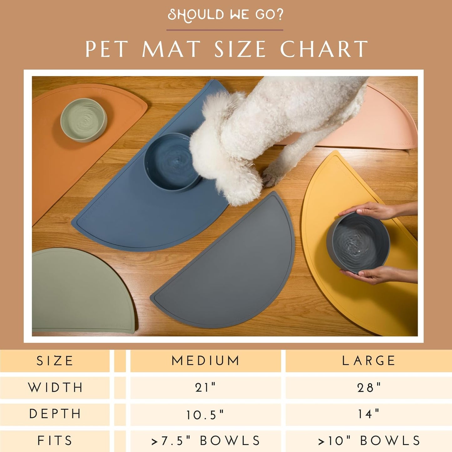 Waterproof Silicone Pet Food Mat - Non-Slip, Spill-Proof Feeding Mat for Floors, Raised Edge Design Easy-to-Clean Rubber Mat for Dog & Cat Bowls, 28" Across x 14" Deep, Large-Ocean Blue