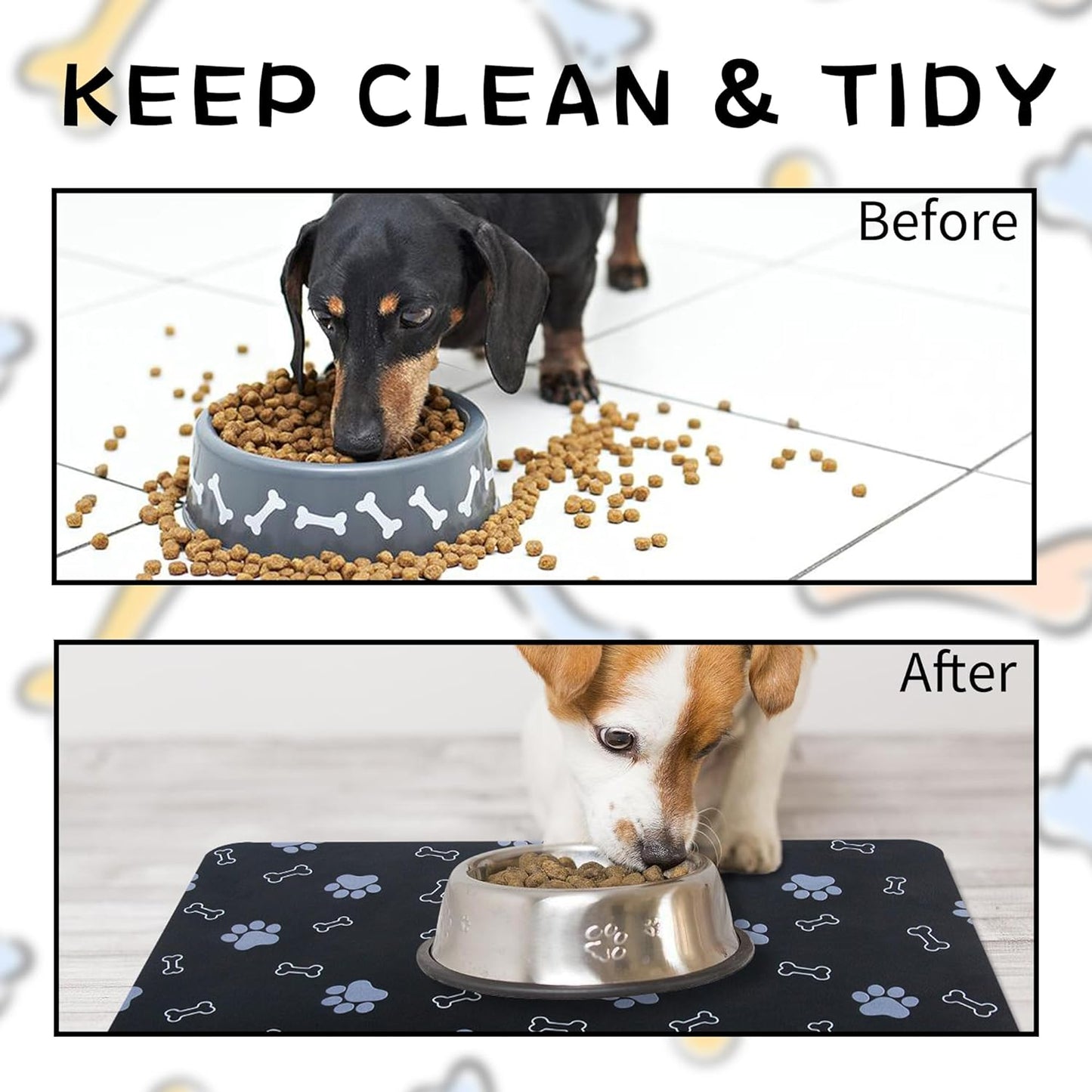 Pet Cat Dog Food Mat Non Slip Mat for Dog Water Bowl Mat Quick Dry Absorbent Cat Feeding Mat, 18.1 * 11.8 in, Brown