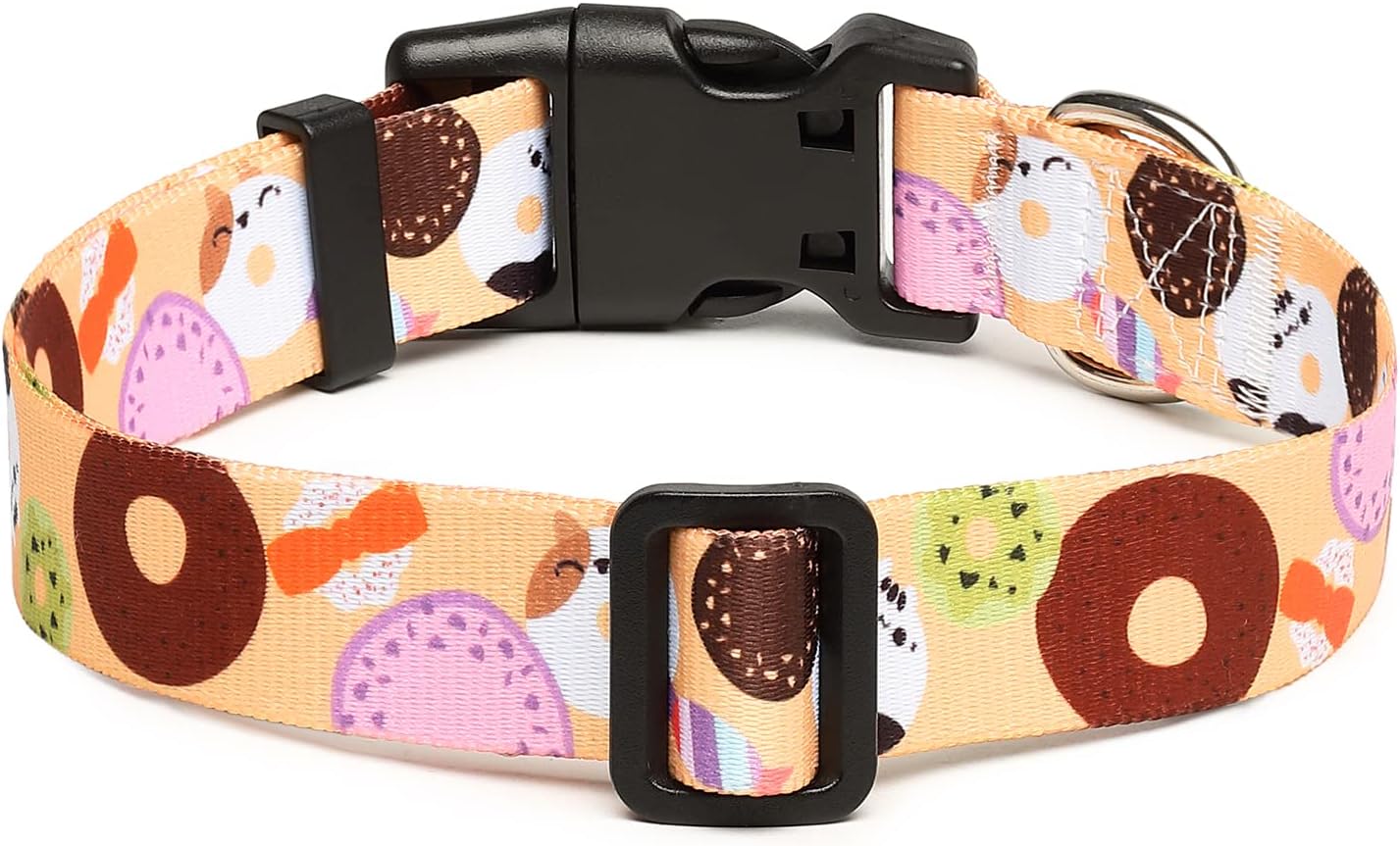 Mercano Adjustable Dog Collar - Special Design Patterns, Soft Nylon Comfortable Durable Pet Collar for Small Medium Large Dogs (XS, Beige Cookie)