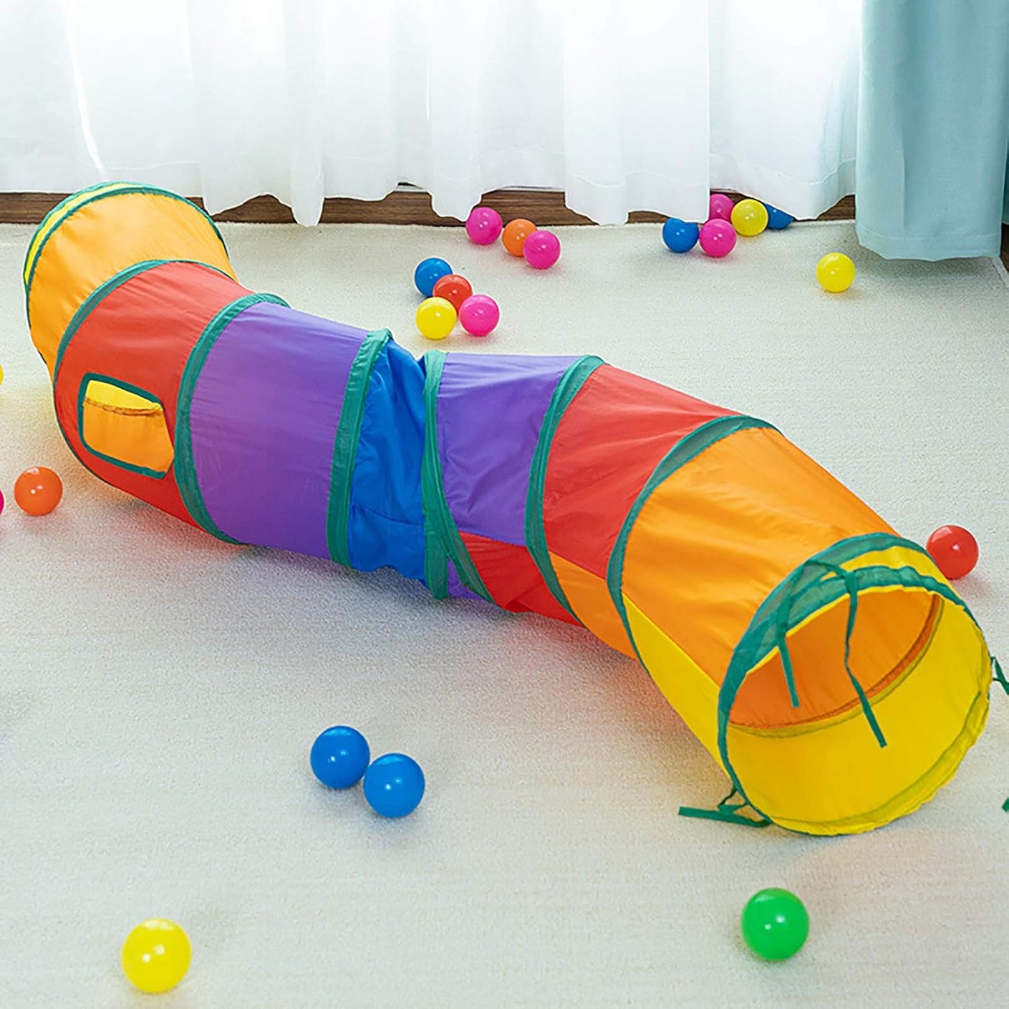 iCAGY Cat Tunnel for Indoor Cats Interactive, Rabbit Tunnel Toys, Pet Toys Play Tunnels for Cats Kittens Rabbits Puppies Crinkle Pop Up 47" Shape S