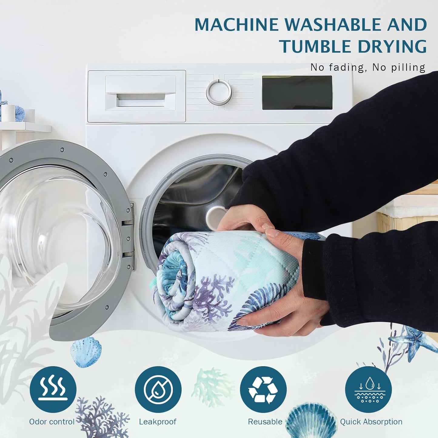 IEUUMLER Washable Pee Pads for Dogs, 2 Pack Reusable Waterproof Puppy Pads, Non-Slip Super Absorbent Dog Training Pad for Playpen Crate Bed EU012