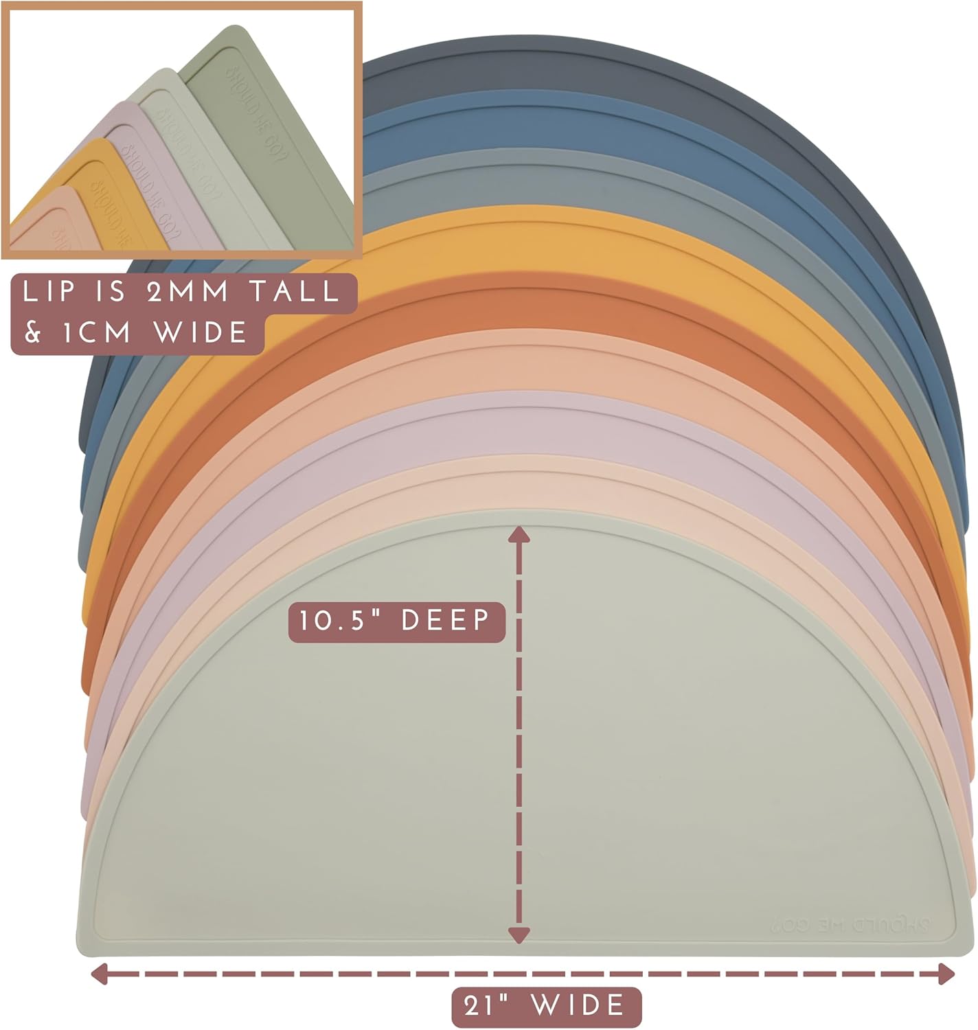 Waterproof Silicone Pet Food Mat - Non-Slip, Spill-Proof Feeding Mats for Floors, Raised Edge Design, Easy-to-Clean Mat for Dog & Cat Bowls, 21" Across x 10.5" Deep, Medium-Sage Green