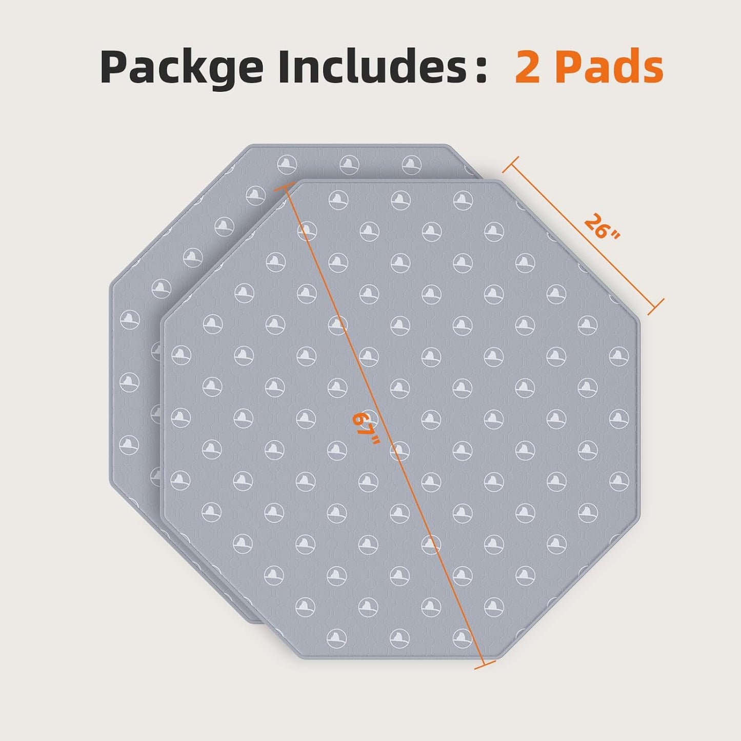 PJYuCien Washable Pee Pads for Dogs 2 Pack, 67" x 26" Octagonal Reusable Pee Pads for Dogs, Leak-Proof Pet Training Pads, Puppy Pads for Non-Slip, Designed for 24/30/36/42'' Width 8 Panels Pen