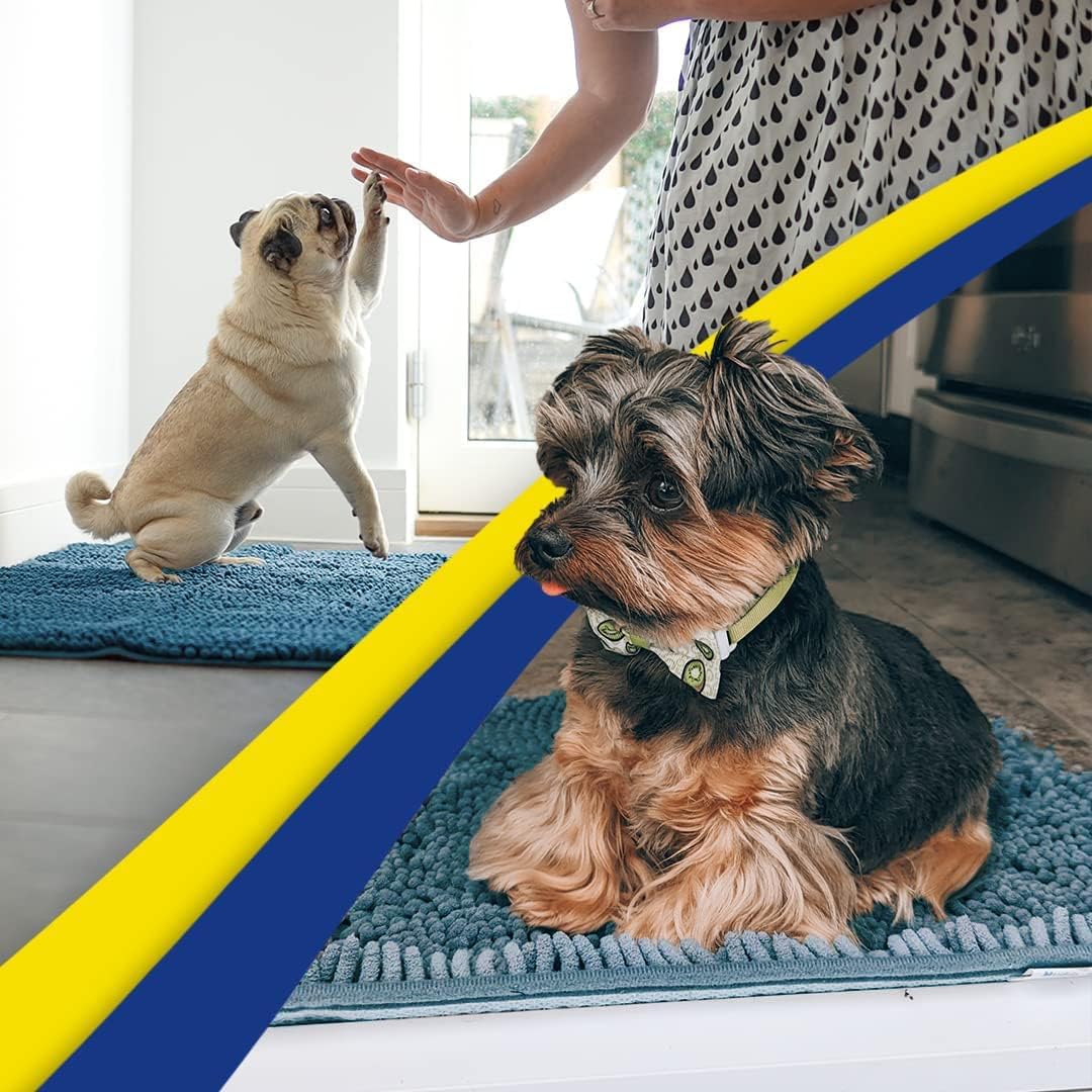 Muddy Mat® Shown on TV – Super Absorbent Door Mat Indoor, Microfiber Quick Dry Chenille Entryway Rug, Non-Slip Front Door Mat, Indoor Mats for Entryway, Machine Washable Pet Rug, Atlantic Blue 36"x60"