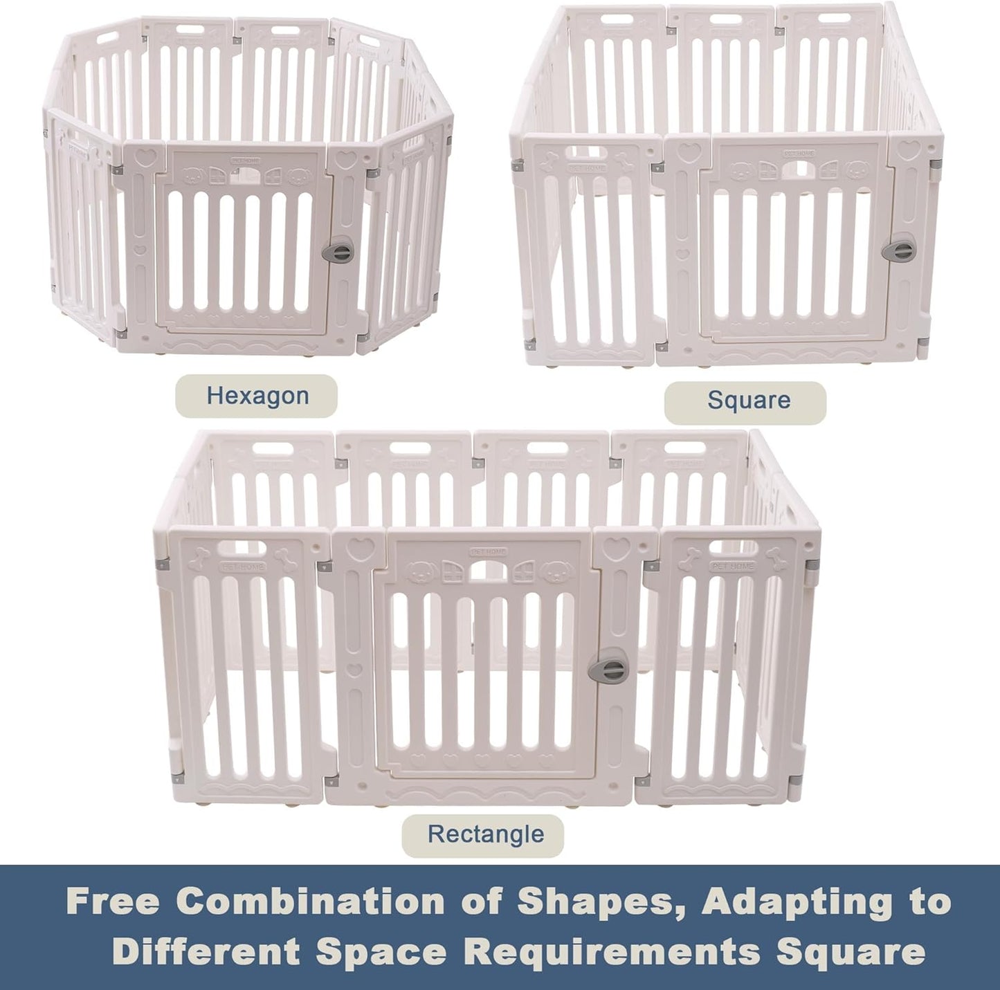 Dog Playpen with Door, DIY Shape Combination Puppy Pen,25.5" H 10-Panel Dog Fence,Non-Slip & Secure Pet Gate, Easy to Assemble(Standard Room)