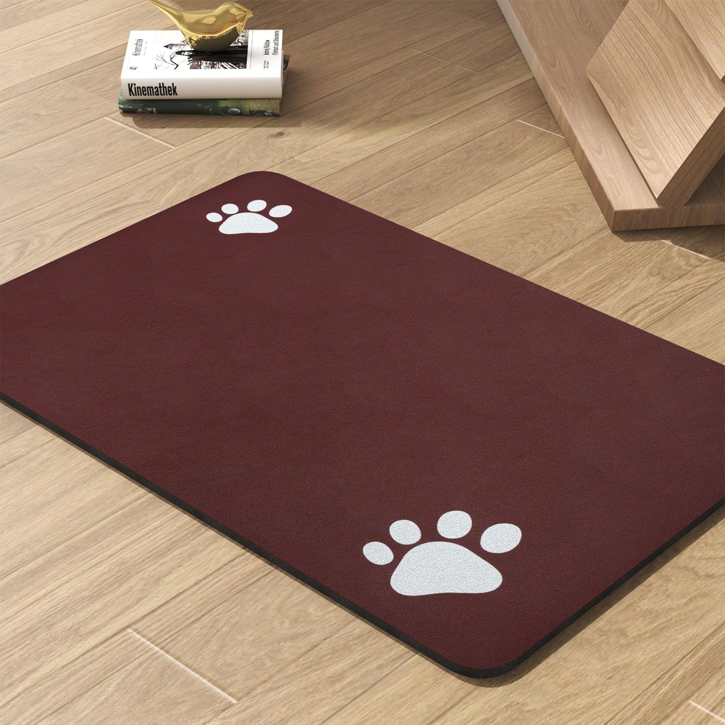 Pet Feeding Mat-Absorbent Dog Mat for Food and Water Bowl-No Stains Quick Dry Water Dispenser Mat-Dog Accessories Pet Supplies-Bowl for Messy Drinkers（RED,17"x28"