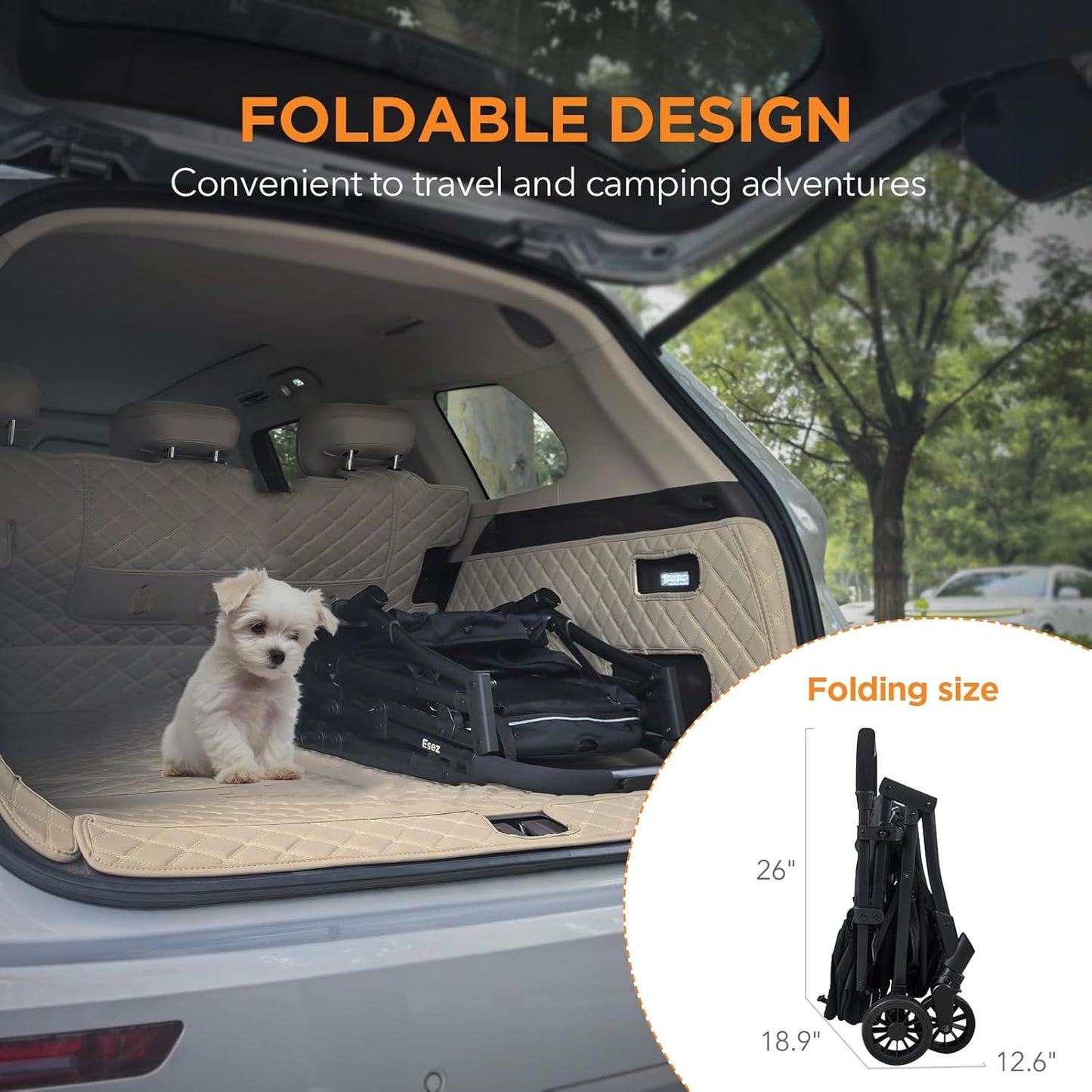Pet Stroller for Small Dogs – No-Zip Deep Seat, Lightweight Compact Dog Stroller for Small Dogs & Cats with Reflective Trim Storage Basket Soft Waterproof Pad,Foldable Universal Coche para Perro
