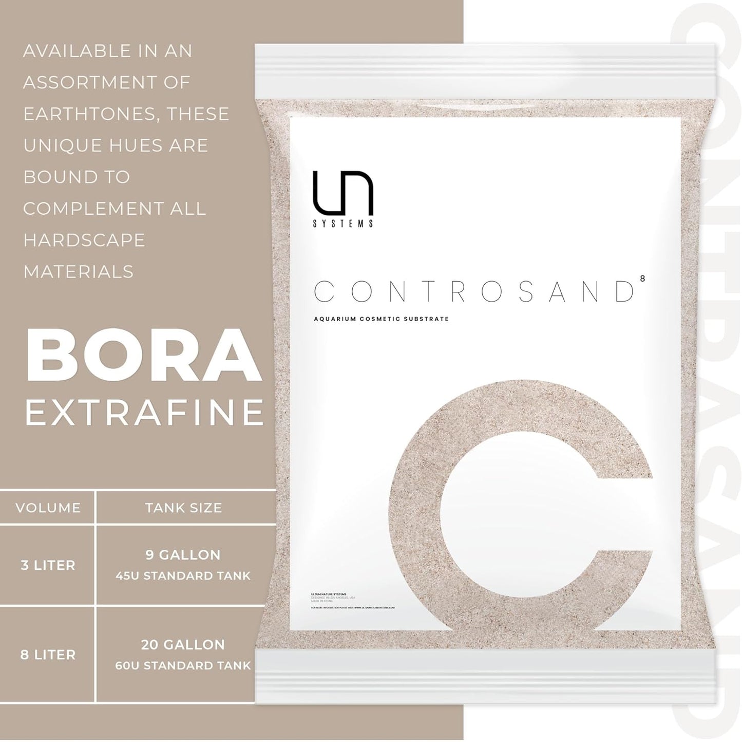 Ultum Nature Systems Controsand Bora Aquarium Sand (8L) - Freshwater Tank Substrate for Live Shrimp & Planted Aquariums