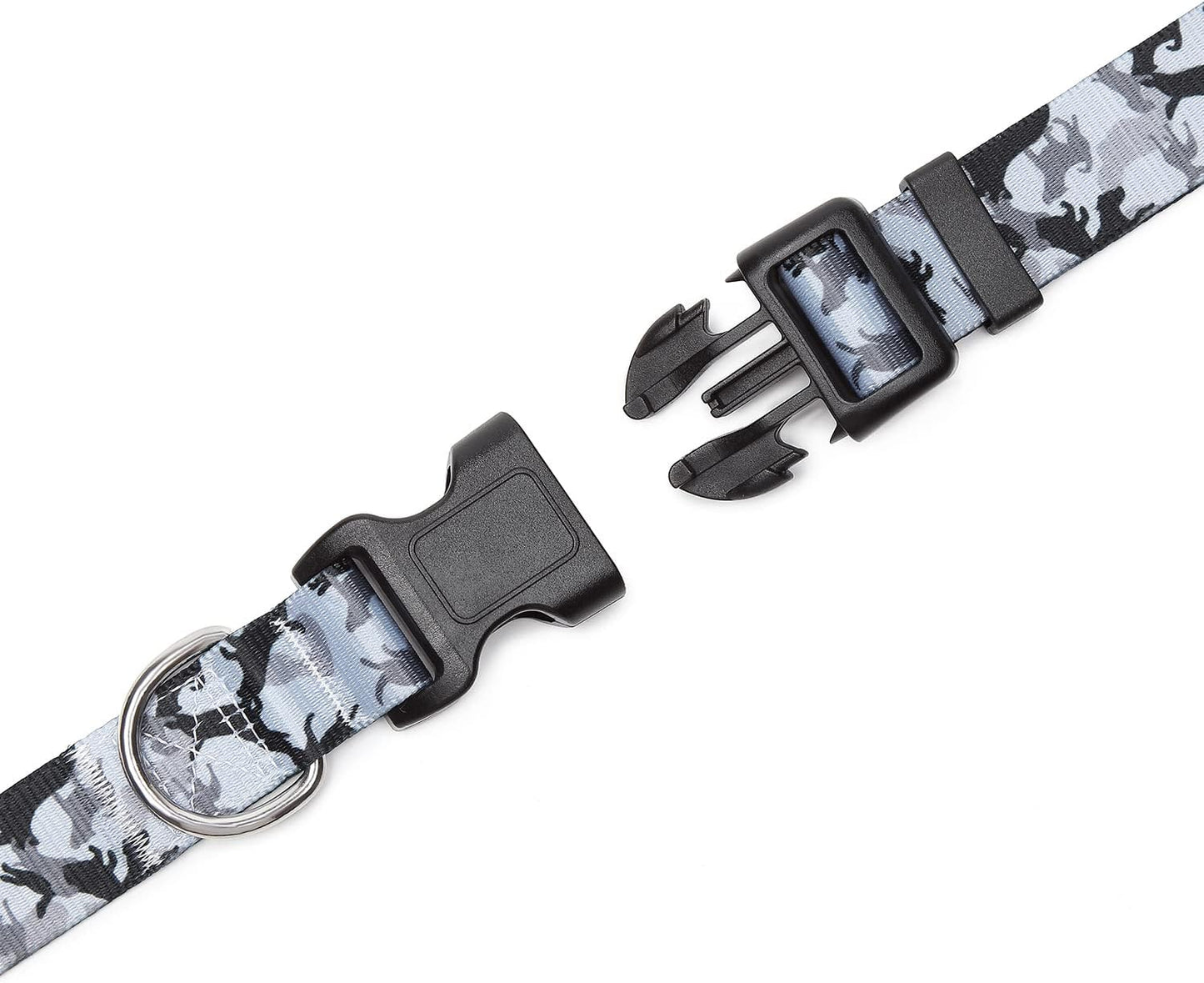 Mercano Adjustable Dog Collar - Special Design Patterns, Soft Nylon Comfortable Durable Pet Collar for Small Medium Large Dogs (XS, Dog Camouflage Grey)