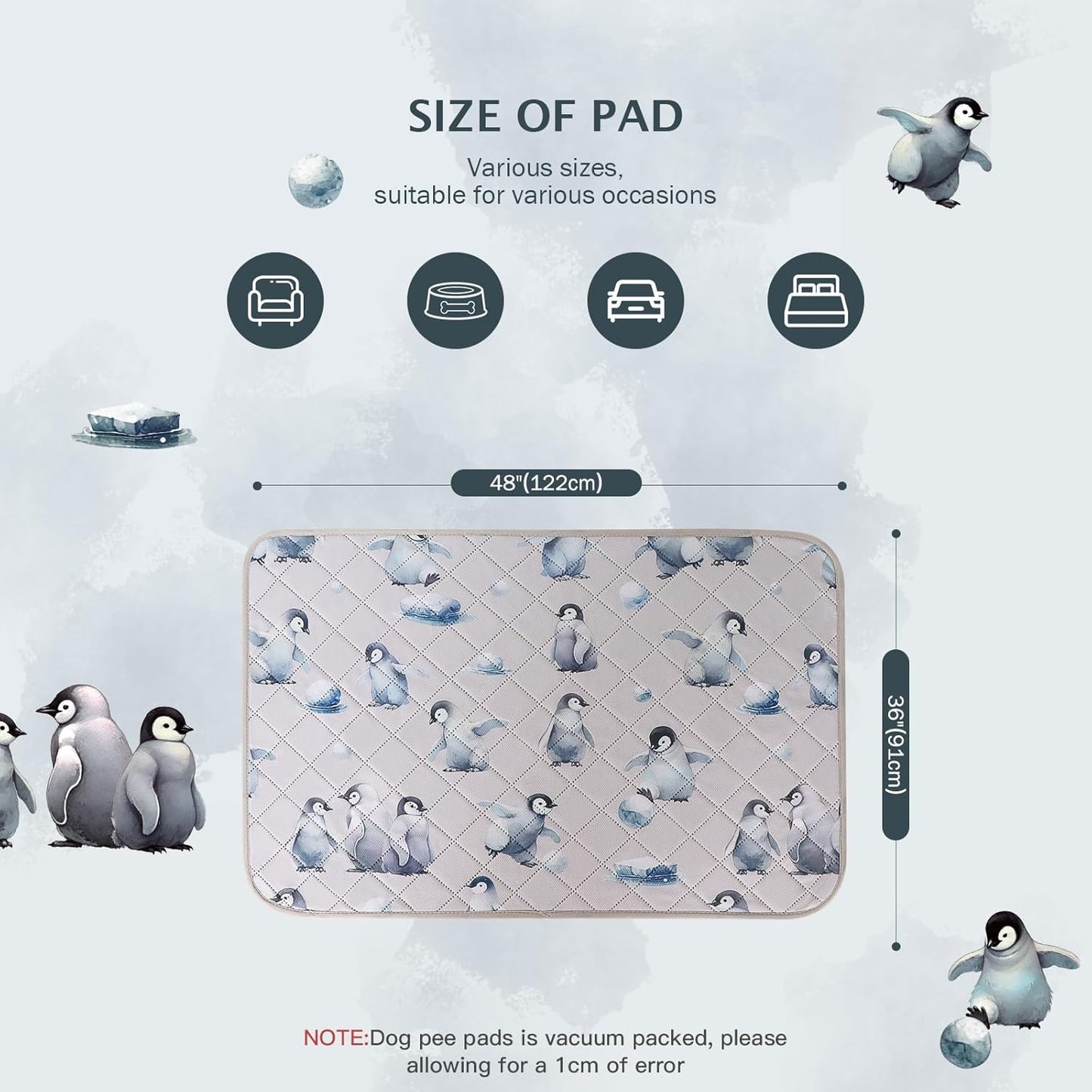 IEUUMLER Washable Pee Pads for Dogs, 2 Pack Reusable Waterproof Puppy Pads, Non-Slip Super Absorbent Dog Training Pad for Playpen Crate Bed EU012