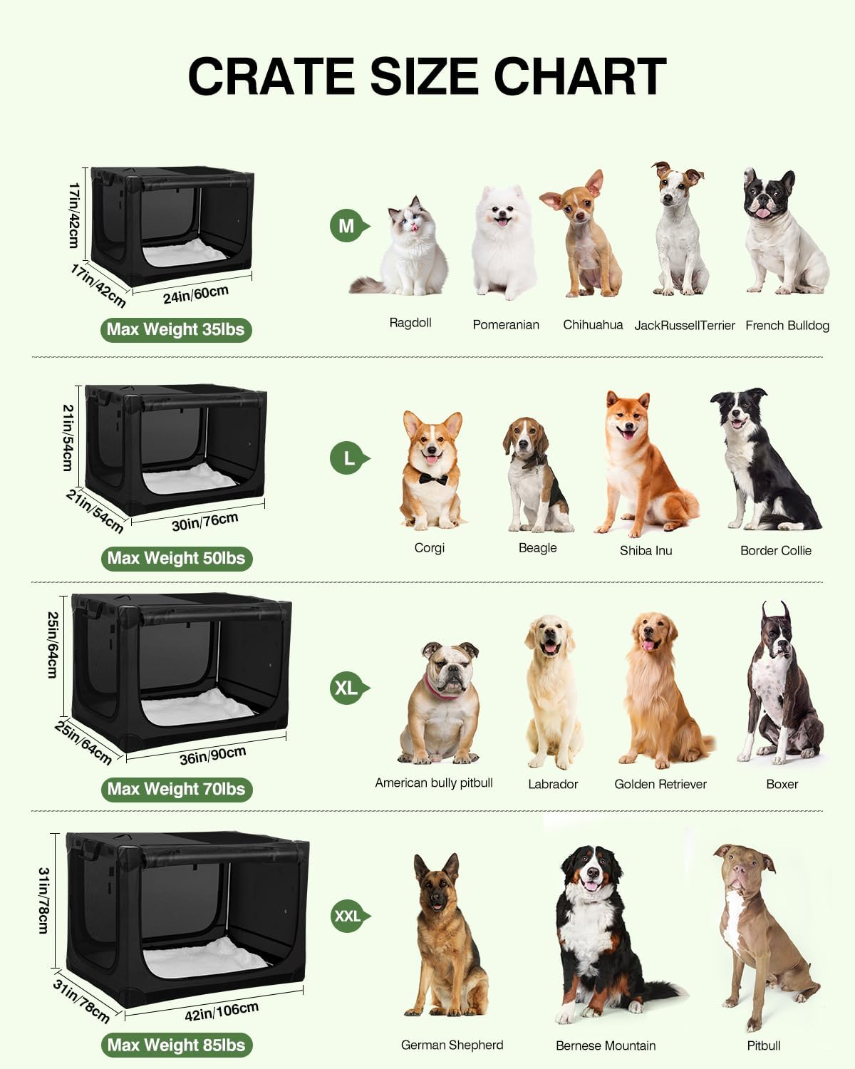 36-Inch Collapsible Travel Dog Crate, Portable 4-Door Soft Kennel for Medium to Large Dogs, Durable Mesh Windows, Indoor/Outdoor Use, Foldable, with Storage Bag (Black)