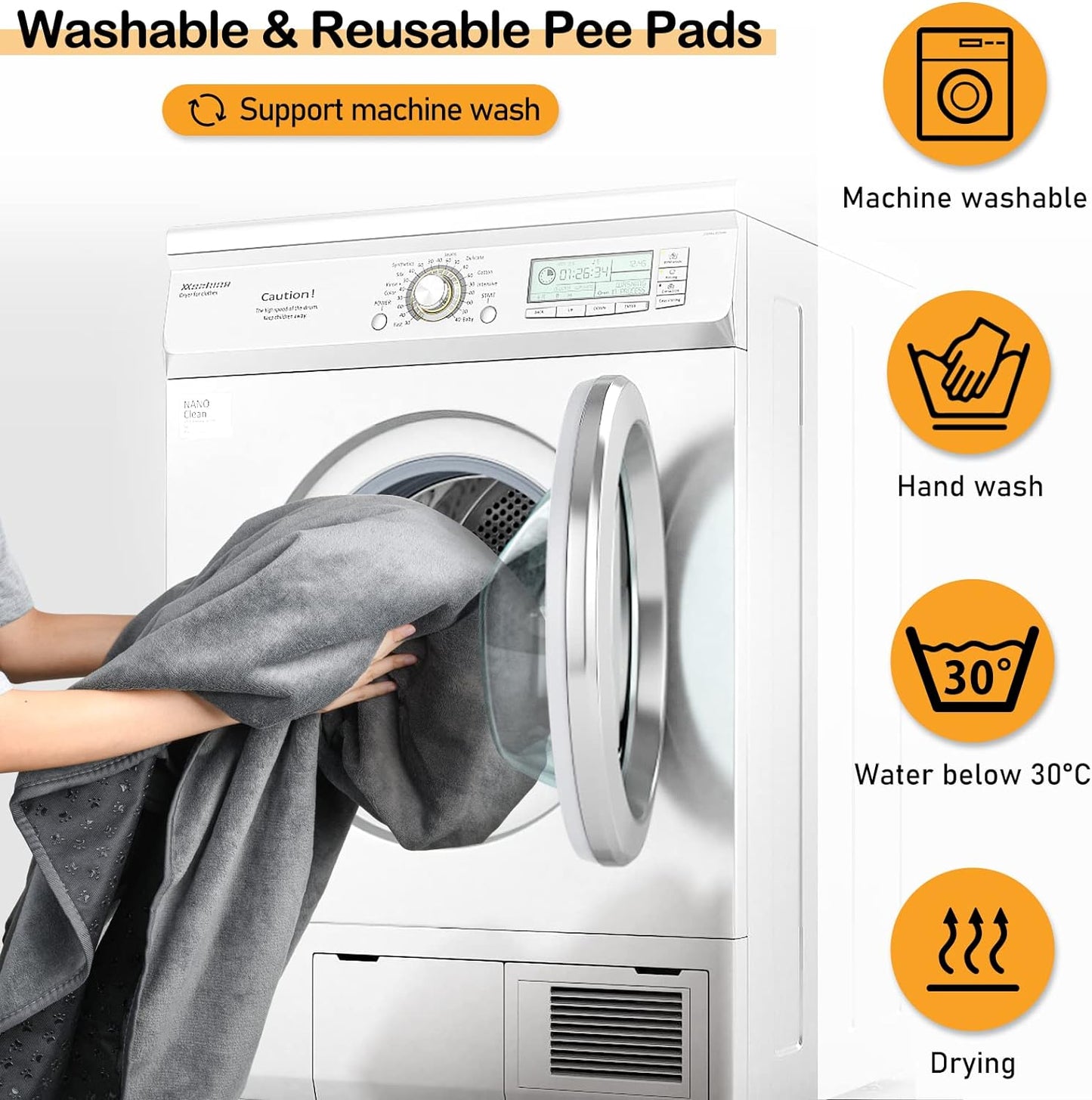 LOOBANI 2 Packs Extra Large Reusable Dog Mat for Floor, Non-Slip Washable Pee Pads for Dogs, Fast Absorbent Pet Whelping Pads, Puppy Playpen Mat for Incontinence, Housebreak, Crate, 72x72in, Mix