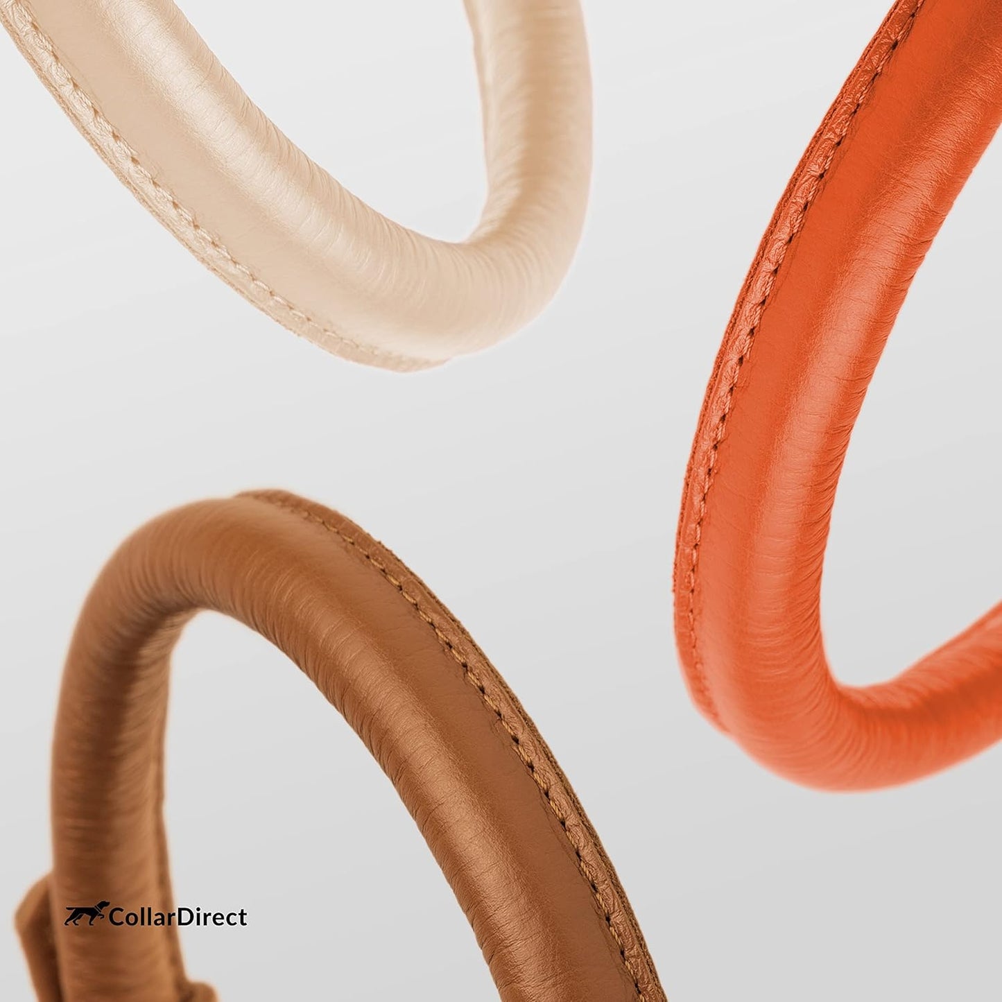 CollarDirect Rolled Leather Dog Collar, Soft Padded Round Puppy Collar, Handmade Genuine Leather Collar Dog Small Large Cat Collars 13 Colors (6-7 Inch, Orange Textured)