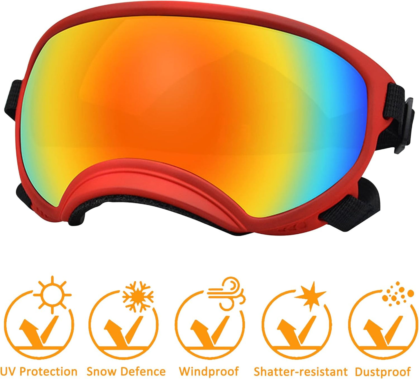 Large Dog Sunglasses, Dog Goggles with Adjustable Strap UV Protection Winproof Dog Puppy Sunglasses, Suitable for Medium-Large Dog Pet Glasses, Dogs Eyes Protection