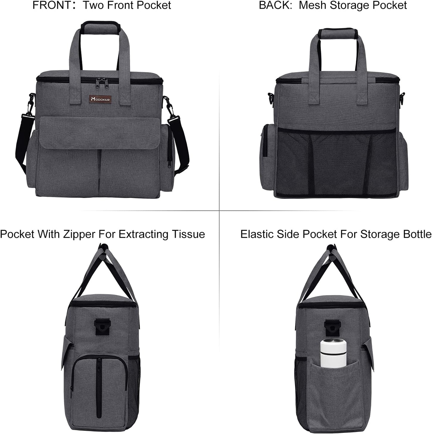 Modoker Airline Approved Pet Travel Bag, Weekend Dog Travel Set for Dog and Cat, Airline Approved Tote Organizer with Multi-Function Pockets 2 Food Storage Containers, 2 Collapsible Bowls (Dark Gray)