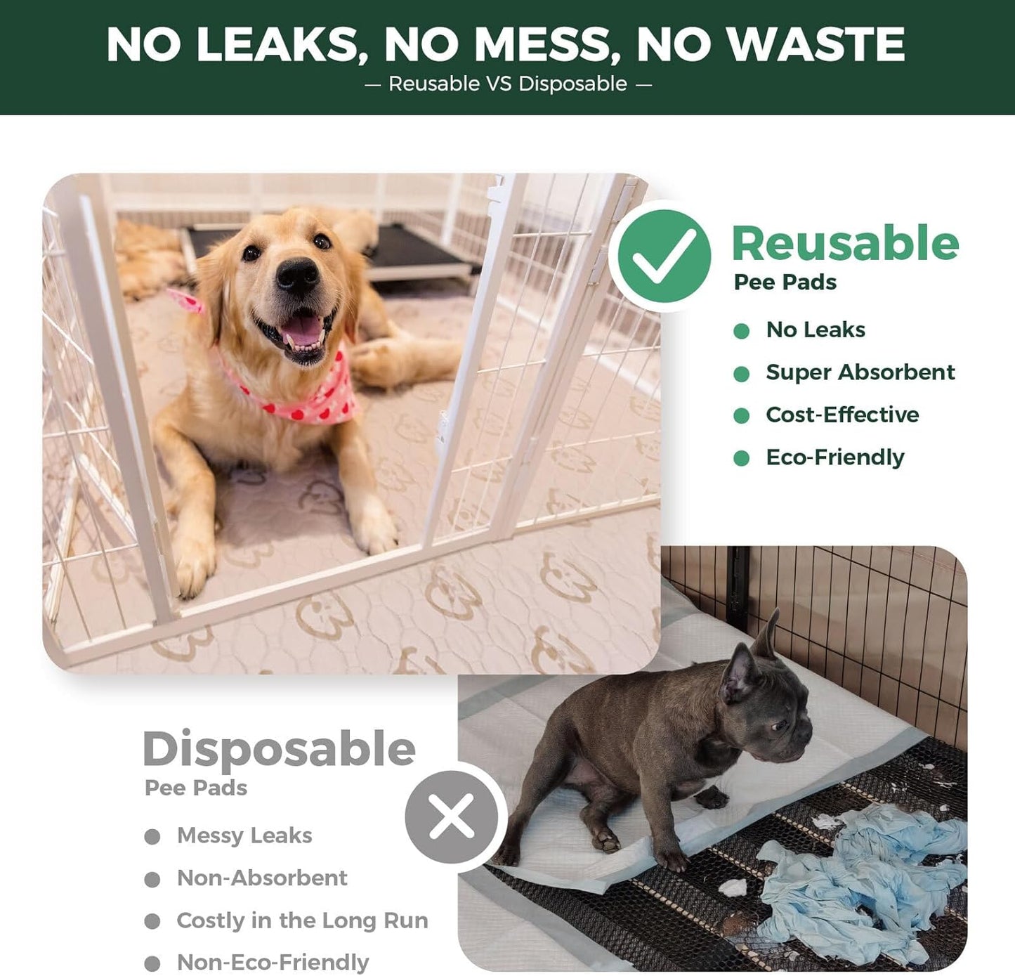 FXW Washable Pee Pads for Dogs, Puppy Pads with Super Absorbent, Specifically Designed for Potty Training, 39" Square, Khaki, 1 Pack