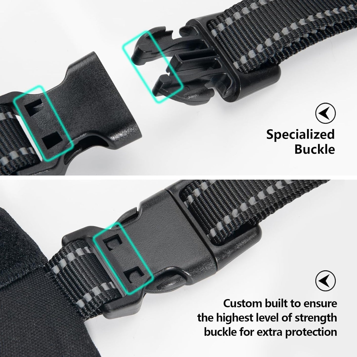 PHOEPET 2019 Upgraded No Pull Dog Harness, Reflective Adjustable Vest, with a Training Handle + 2 Metal Leash Hooks+ 3 Snap Buckles +4 Slide Buckles(M, Pink)