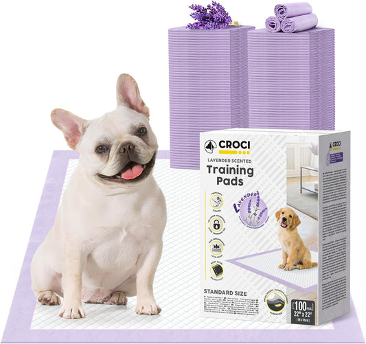 CROCI Puppy Pads 22x22in Small with Adhesive Tabs, Dog Pee Pads Absorbs Up to 3 Cups Potty Training, Disposable (100 Counts)
