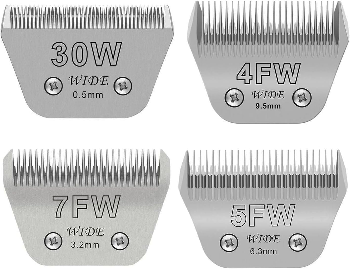 Wide Blade 4FW, Pet Dog Grooming Blade Compatible with Andis,Oster A5,Wahl km10 Clippers, Grooming Wide Blade, A5 Type Blade,for Animal Dog,Cat,Horse (30W+7FW+5FW+4FW)