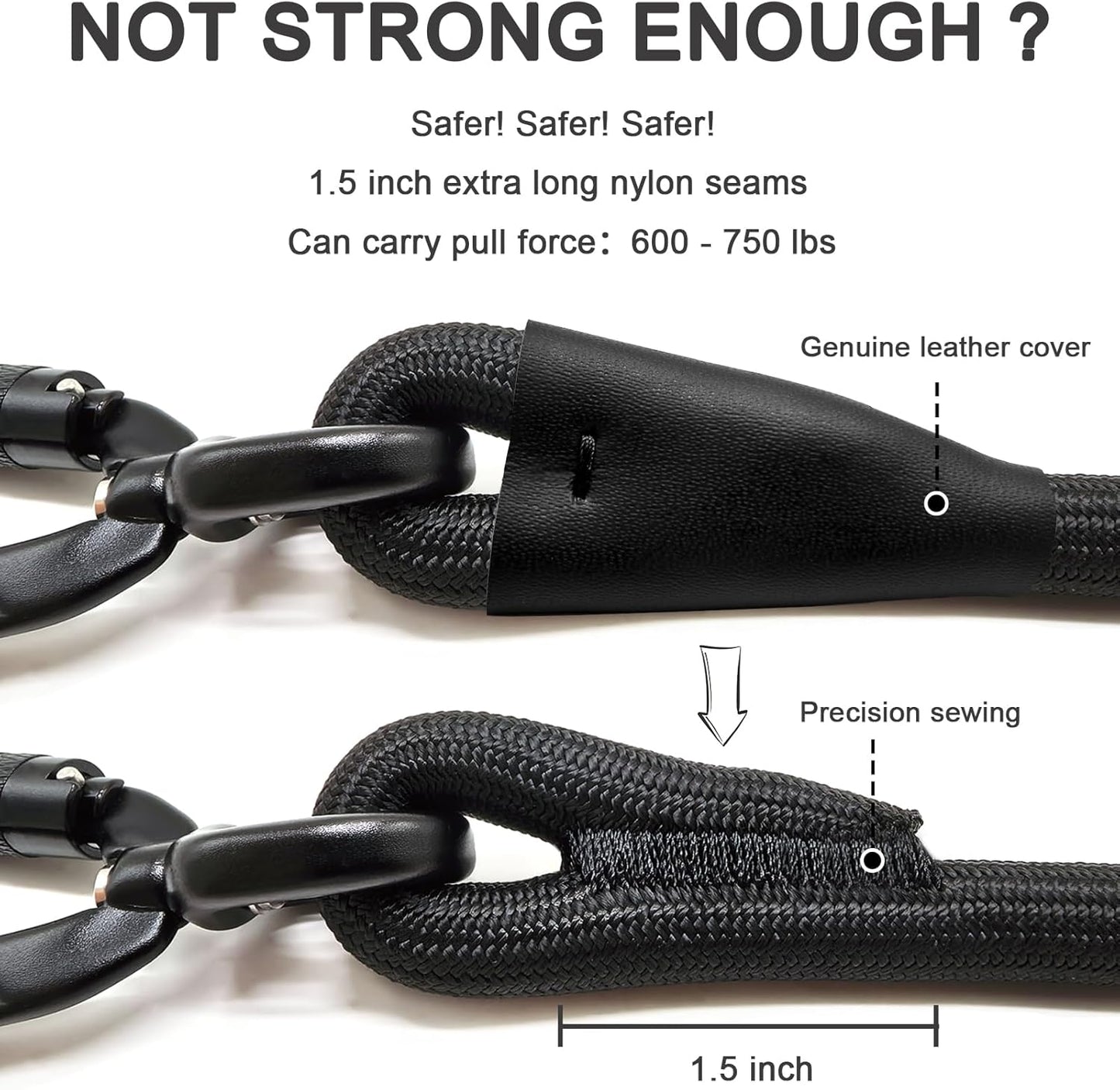 Rope Dog Leash, 4 ft Heavy Duty Dog Leash with Aviation Aluminum Auto Locking Carabiner, Strong Nylon Pet Lead for Small, Medium, Large Dogs (Brown, 4FT)