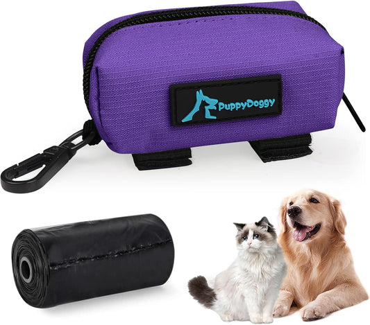 PuppyDoggy 1 Pack Poop Bag Holder for Dogs and Cats Waste Bag Dispenser Poop Bag Pouch Dispenser with 1 Roll of Free Poop Bags for Dog Leash Accessory Bicycle