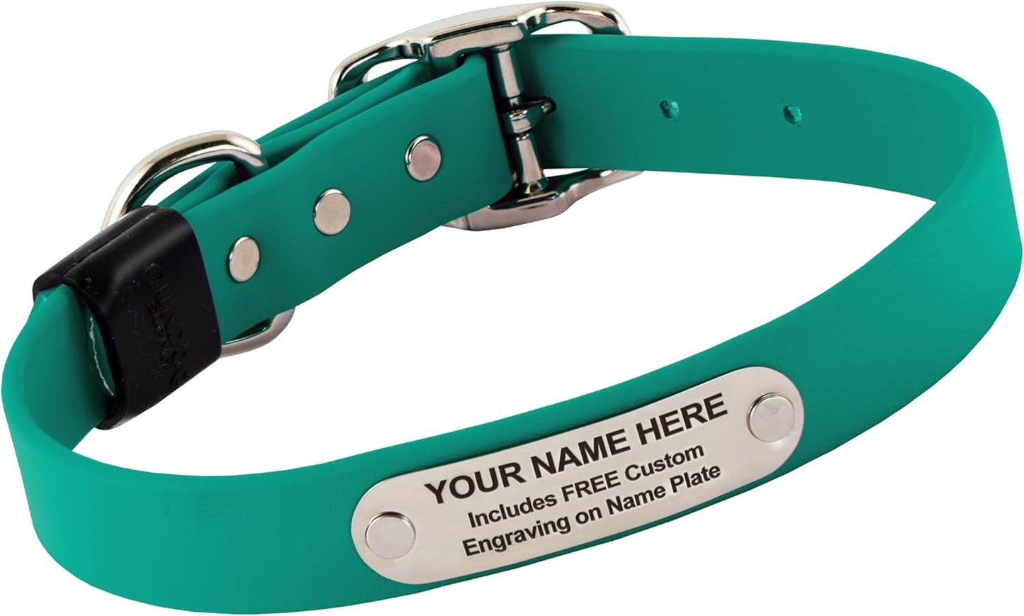 Biothane Custom Dog Collar – Waterproof, Stink-Proof Personalized Collar with Name & Phone Number – Durable, Many Sizes and Colors – Assembled in USA – Assembled in USA (Teal)