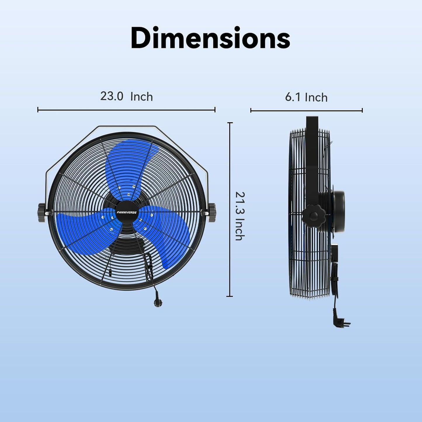 18 Inch Wall Fan Pro Series - 4900 CFM 3 Speed High Velocity Industrial Wall Mount Fans for Commercial, Residential, Warehouse, Covered Patio, Shop, Garage, Barn, Gazebo UL Safety Listed