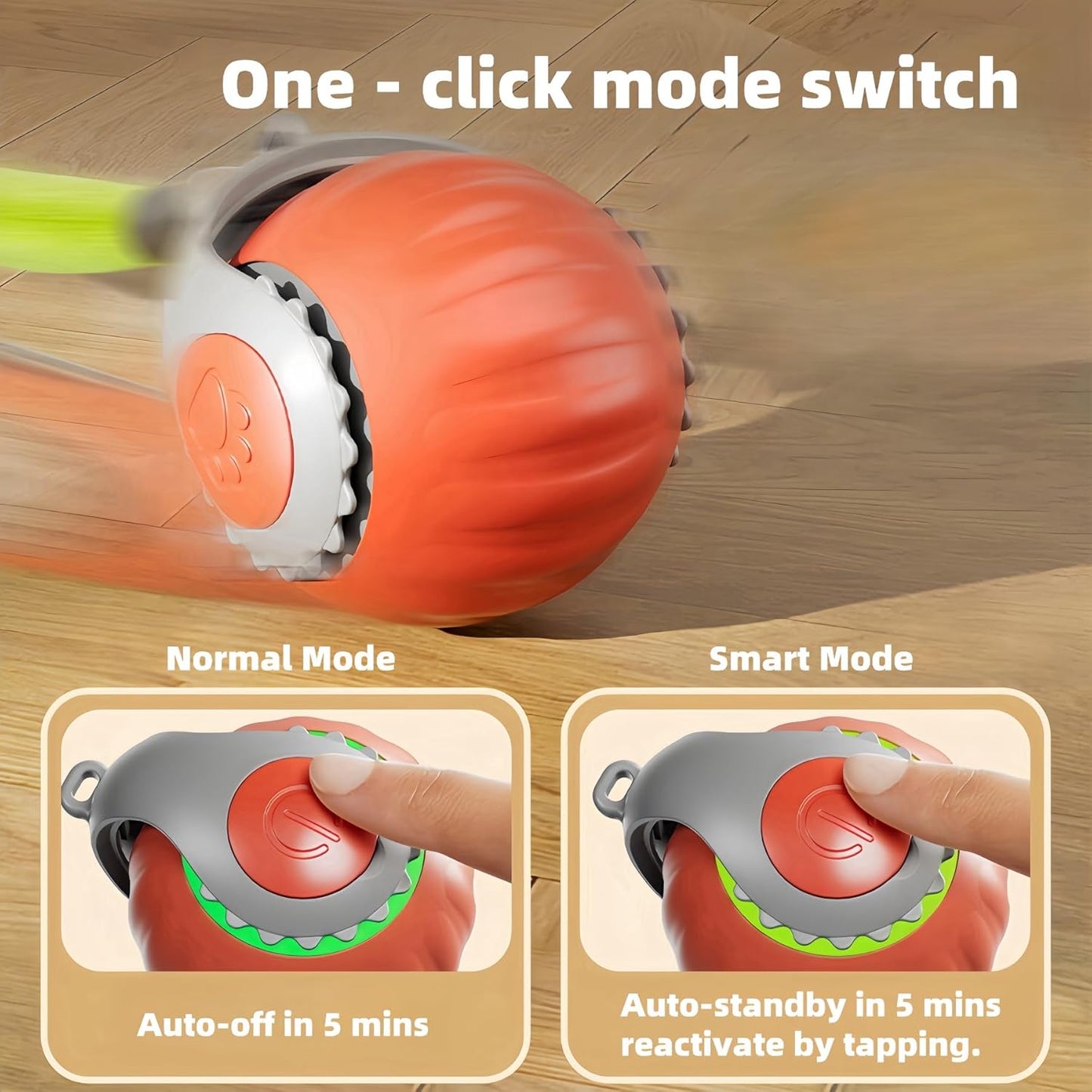 Upgraded ‘Racing Tail 5.0 ’Indoor Cat Interactive Toy: Sensor Cat Teasing Ball, Pet Electronic Chasing and Exercise Toy, Specially Designed for Bored Cats, Two Modes & One-Click Switching (2 pcs)