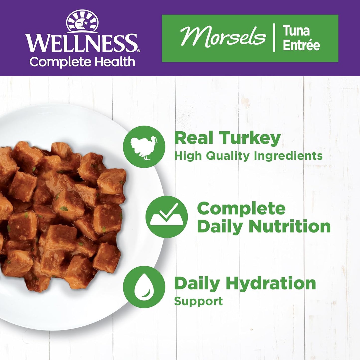 Wellness Complete Health Cubed Adult Wet Cat Food, Natural, Protein-Rich, Grain Free, 5.5 Ounce, 24 Pack, (Turkey Entrée)
