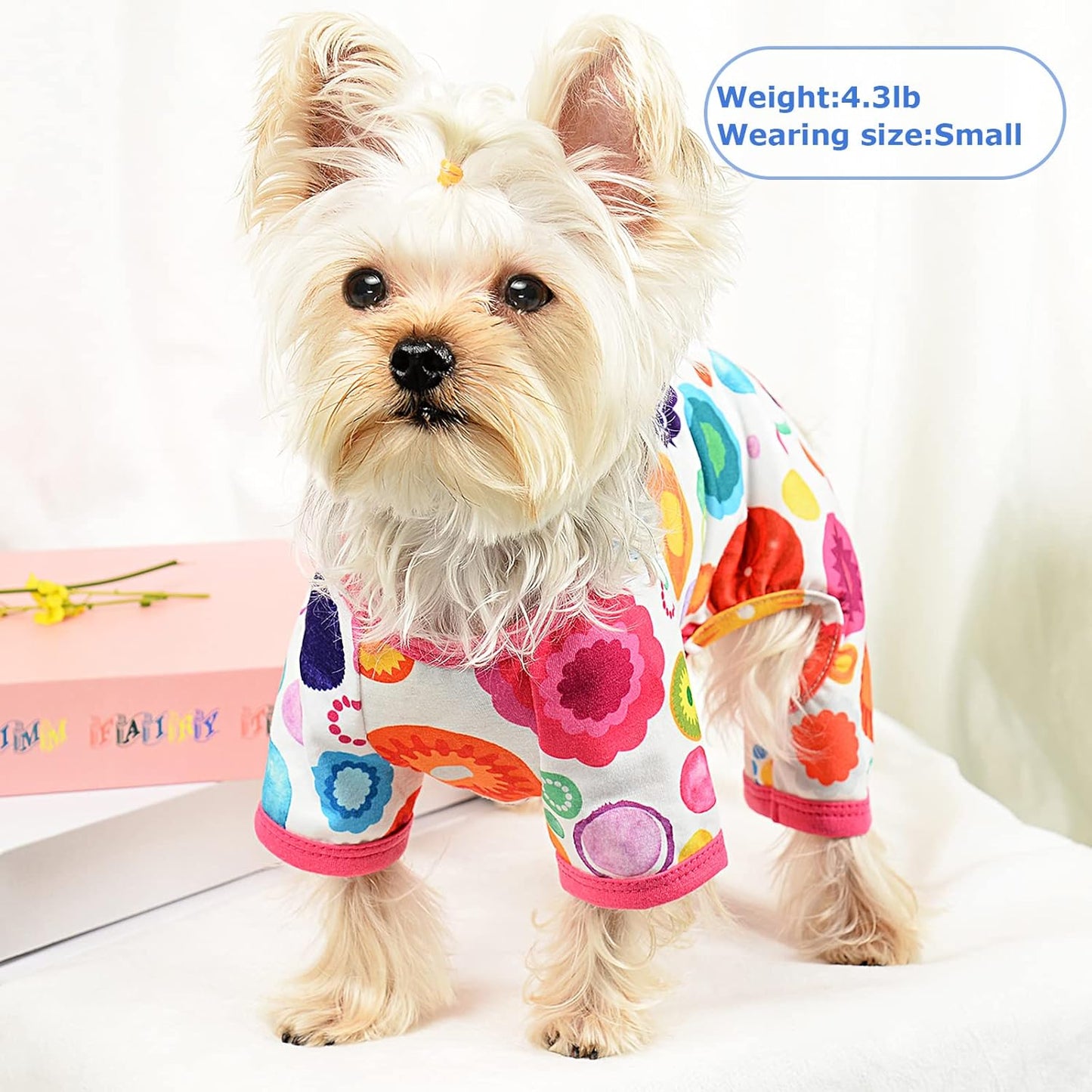 Dog Pajamas Pjs Summer Fall Dog Clothes for Small Dogs Girl - Boy - Medium Size Dogs, Soft Stretchy Puppy Clothes Doggie Onesies Cat Pet Jammies Outfit Floral