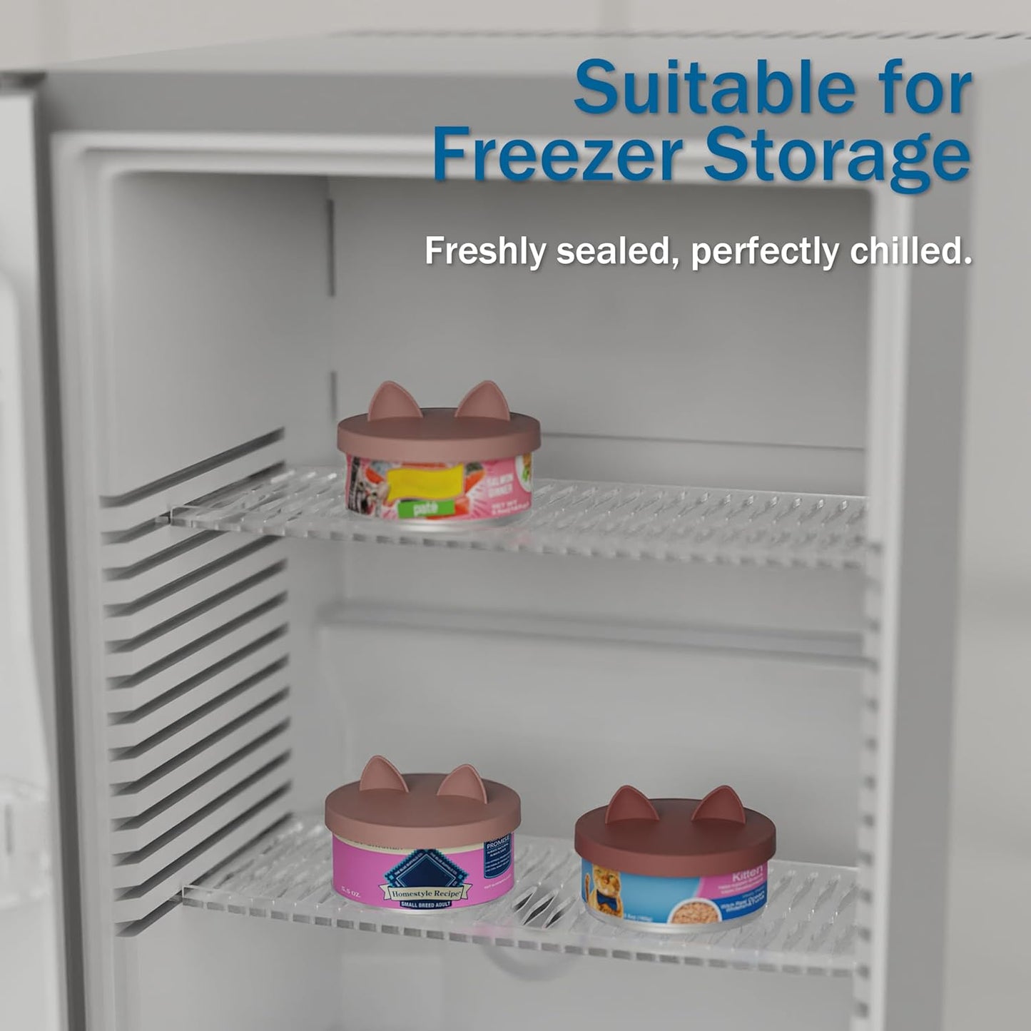 OHMO 2 Pack Pet Food Can Lids, (3.3 in / 85mm) Silicone Pet Food Can Lids Covers for 5.5 oz Cat and Dog Food Cans, Mars&Coral