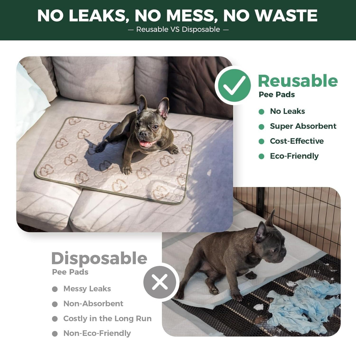 FXW Washable Pee Pads for Dogs, Puppy Pads with Super Absorbent, Specifically Designed for FXW Rollick/Homeplus 24inch 8 Panels Dog Playpen, 29" Octagon, Khaki, 1 Pack