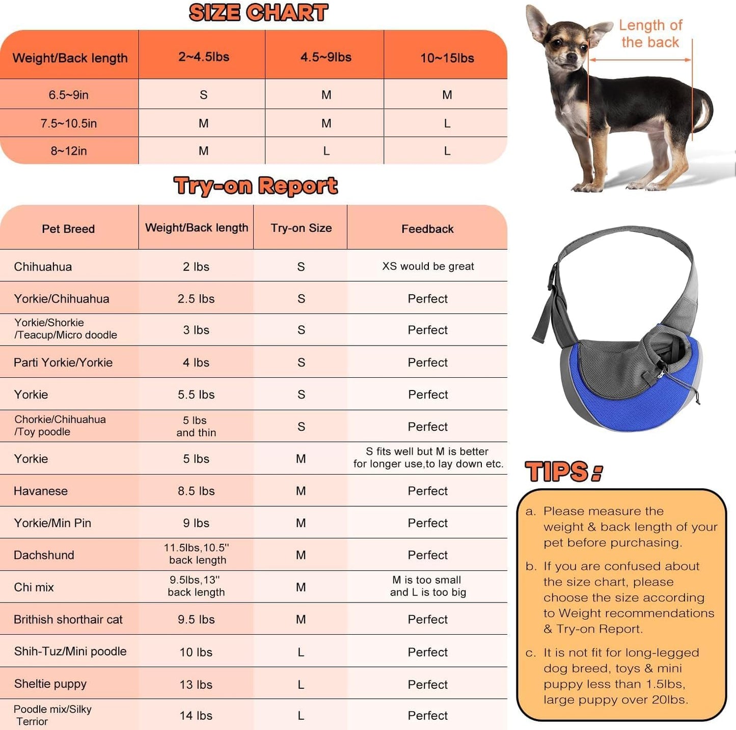 YUDODO Pet Sling Carrier for Small Dogs & Cats – Hands-Free Puppy Carrier with Safety Hook, Large Zipper Pocket, Soft Breathable Mesh, Adjustable Strap & Reflective Strip (Blue 1.0 M)